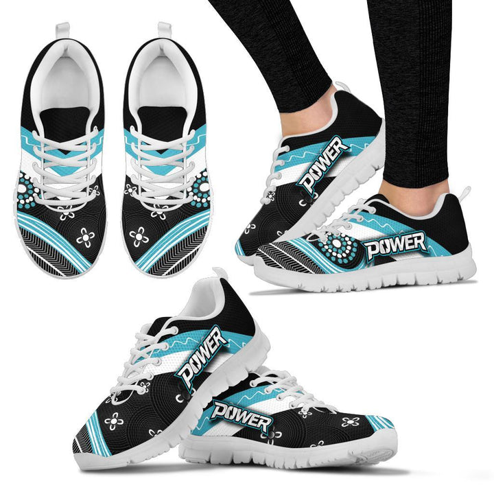 AFL Port Adelaide Indigenous Black Teal Running Shoes - Famjoys AFL Port Adelaide Indigenous Black Teal Running Shoes - Famjoys