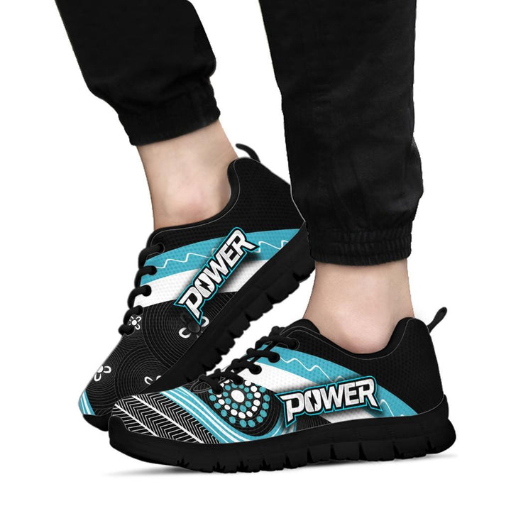 AFL Port Adelaide Indigenous Black Teal Running Shoes - Famjoys AFL Port Adelaide Indigenous Black Teal Running Shoes - Famjoys