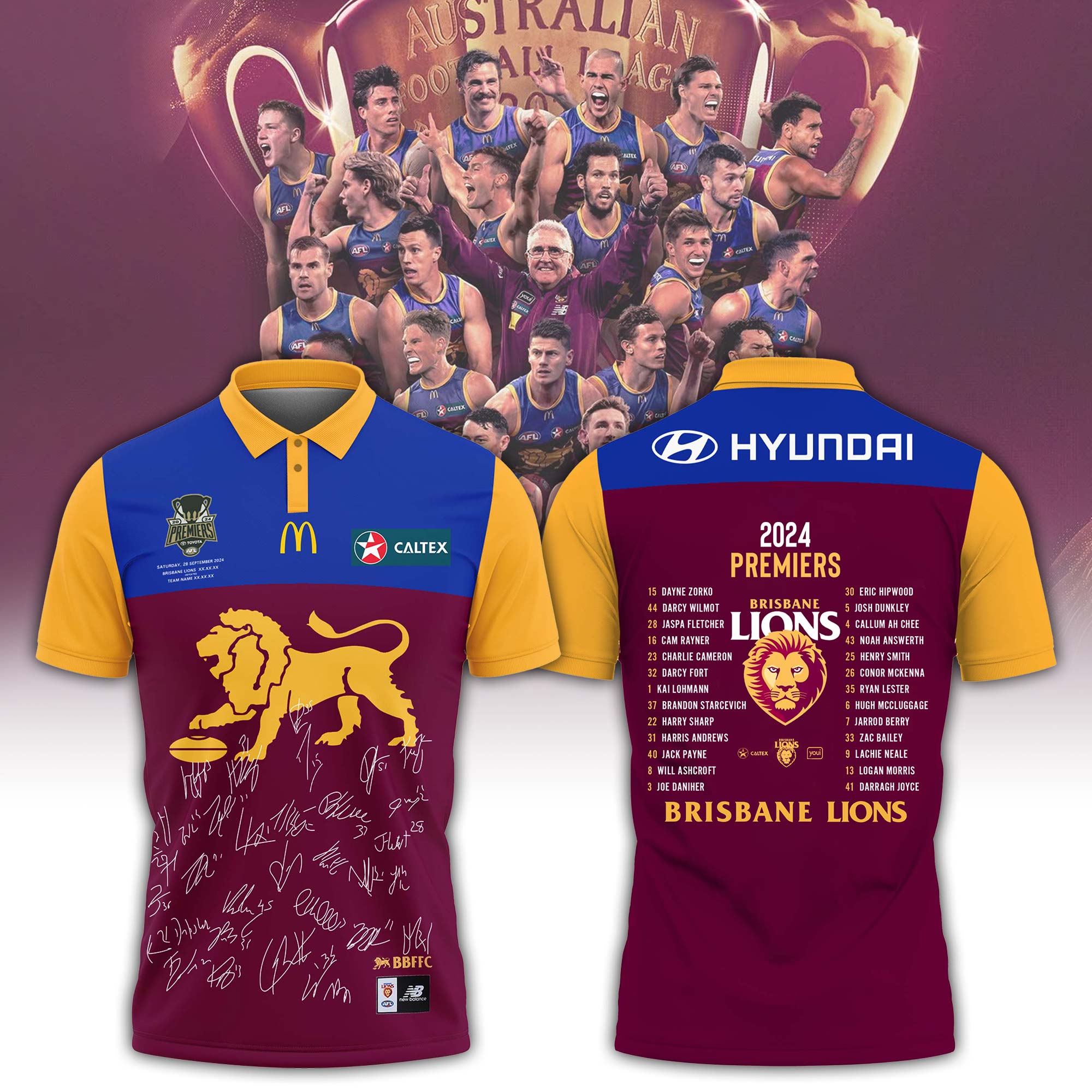 AFL Premiers Unisex Polo Signature BLNQ - Famjoys AFL Premiers Unisex Polo Signature BLNQ - Famjoys