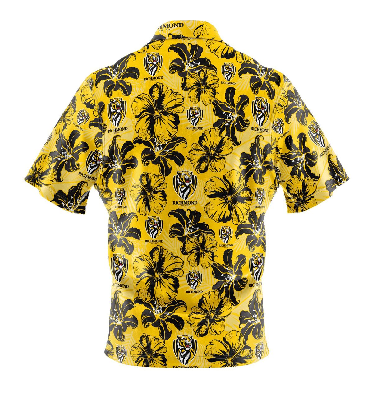 AFL Richmond Tigers Floral Hawaiian Shirt V2 - Famjoys AFL Richmond Tigers Floral Hawaiian Shirt V2 - Famjoys