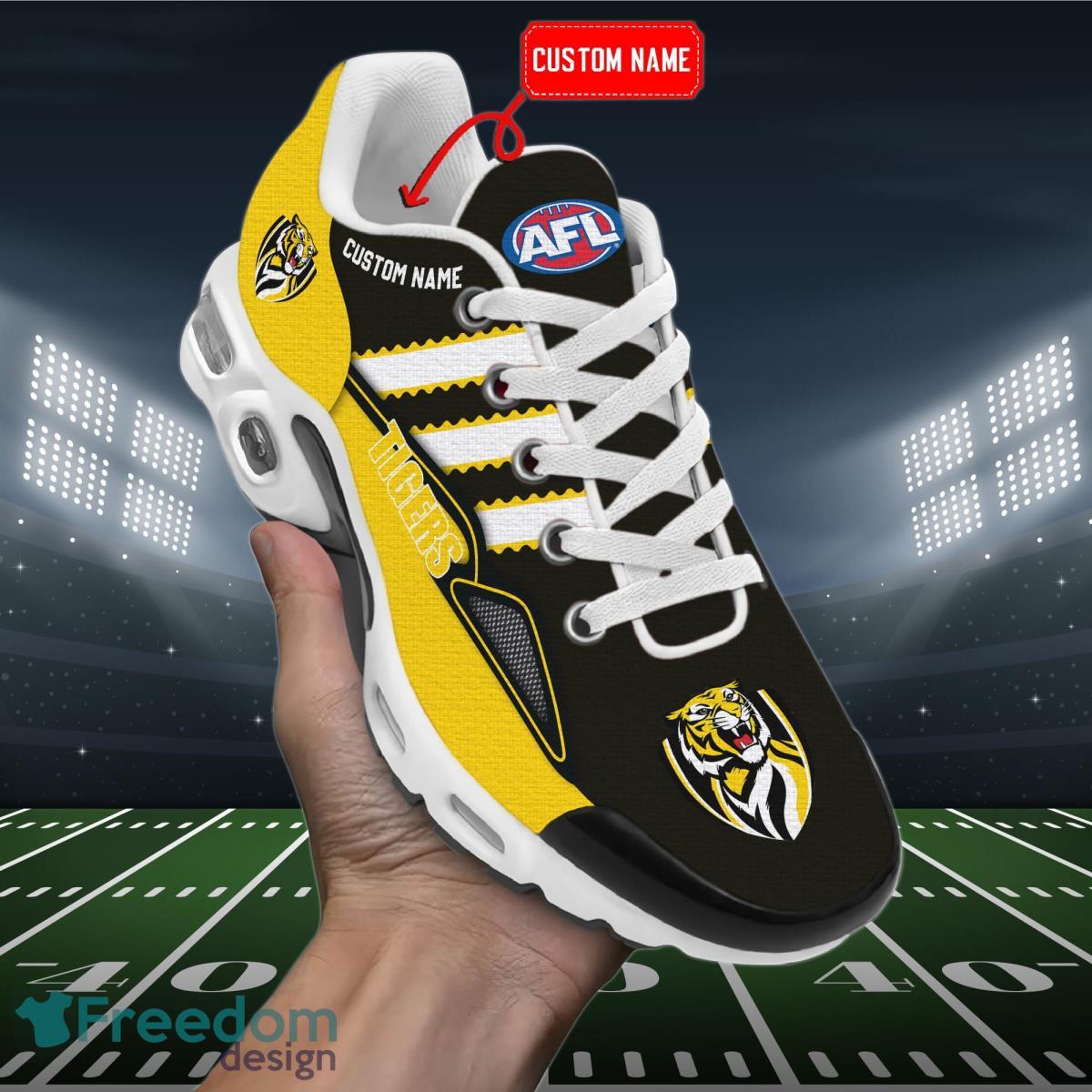AFL Richmond Tigers Personalized Name Air Cushion Sports Shoes Sneaker KLTNS220508 - Famjoys AFL Richmond Tigers Personalized Name Air Cushion Sports Shoes Sneaker KLTNS220508 - Famjoys