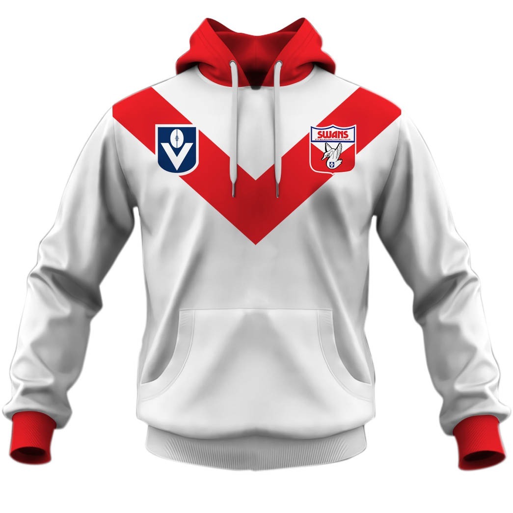 AFL Sydney Swans Custom Name Number Vintage Retro Guernsey Pullover Shirt - Famjoys AFL Sydney Swans Custom Name Number Vintage Retro Guernsey Pullover Shirt - Famjoys