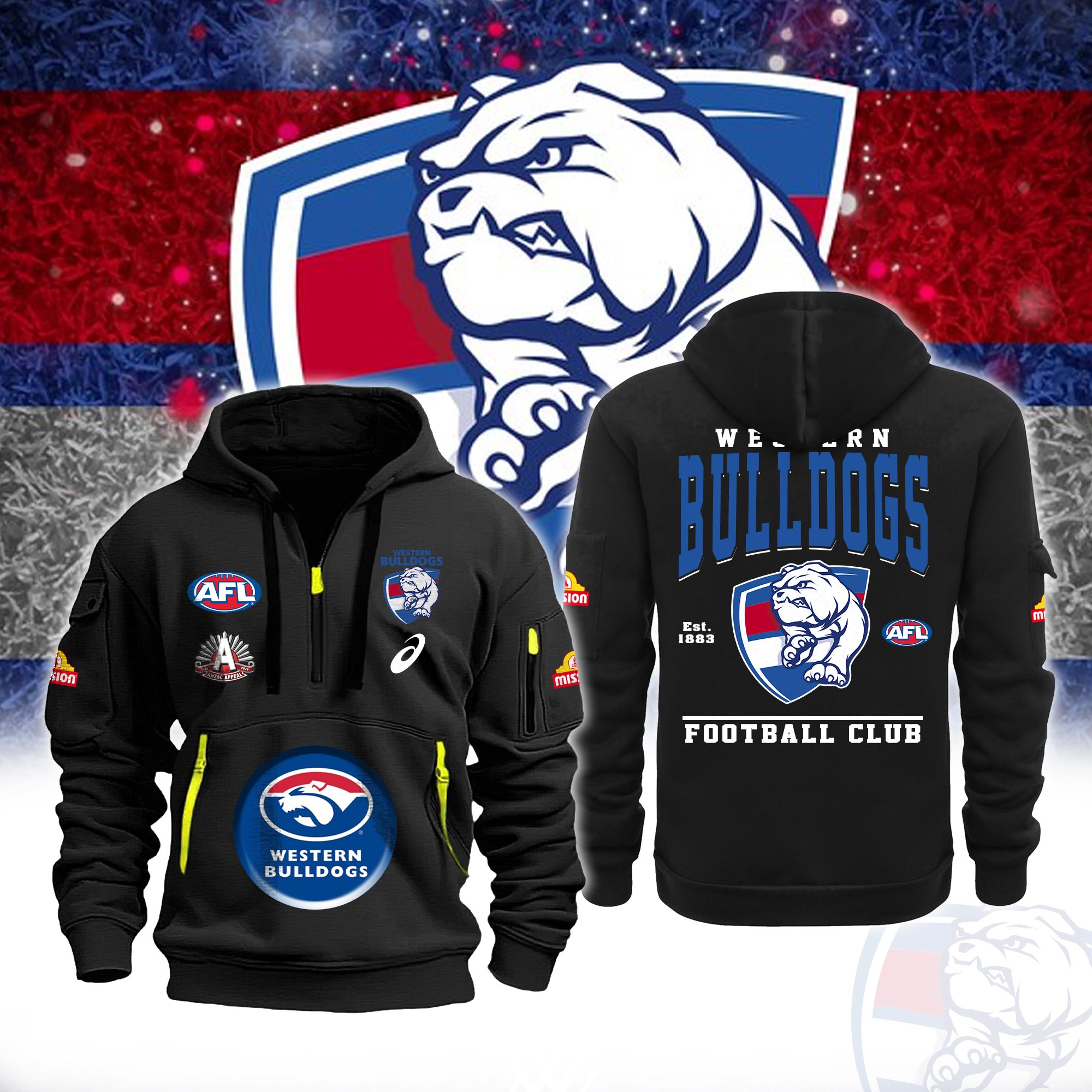 AFL Western Bulldogs ANZAC Day New Hoodie - Famjoys AFL Western Bulldogs ANZAC Day New Hoodie - Famjoys