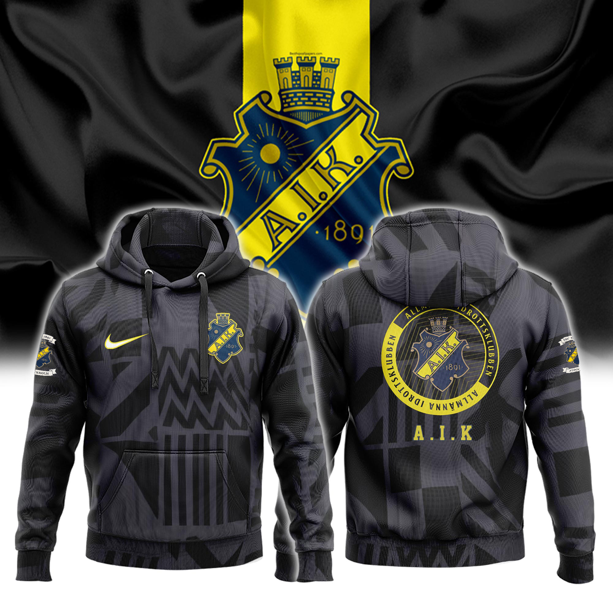 AIK New Grey Hoodie Limited - Famjoys AIK New Grey Hoodie Limited - Famjoys