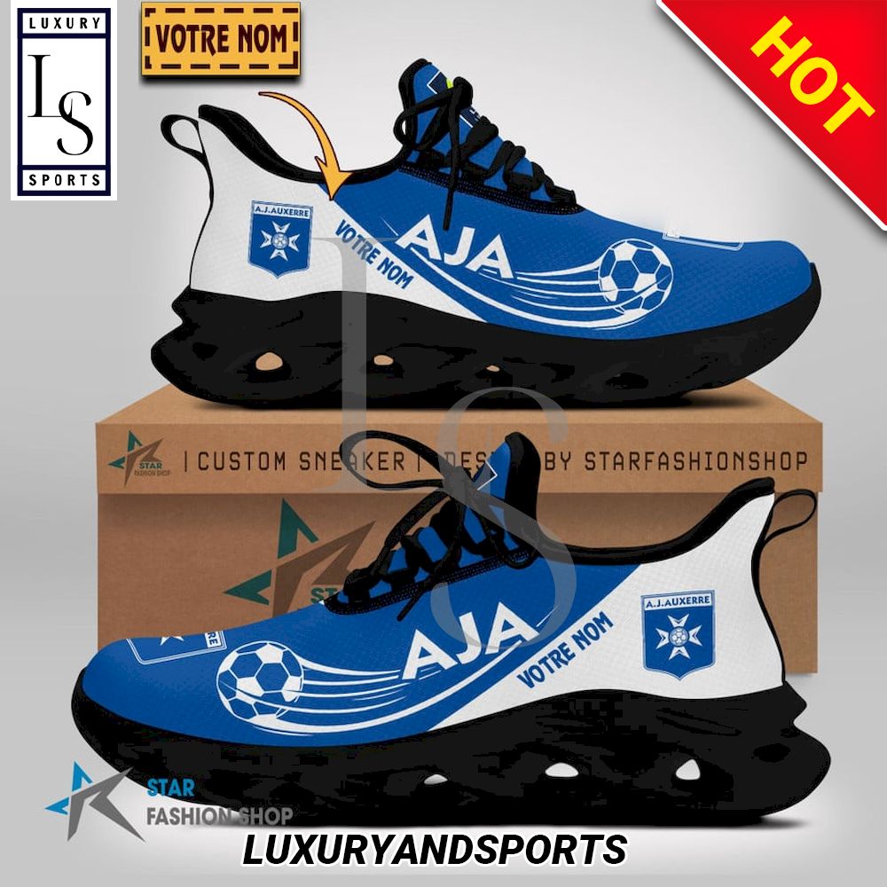 AJ Auxerre Ligue 1 Custom Name Max Soul Shoes - Famjoys AJ Auxerre Ligue 1 Custom Name Max Soul Shoes - Famjoys