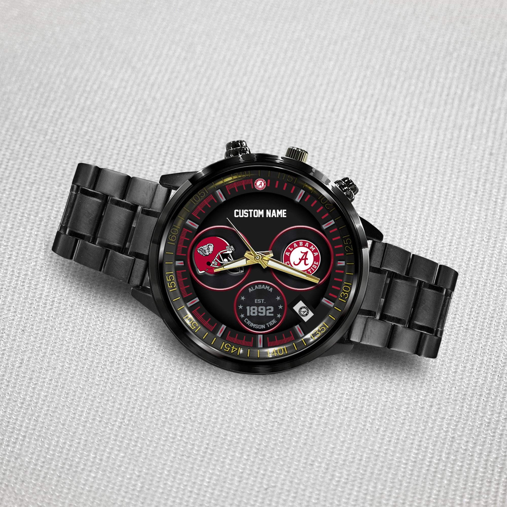 Alabama Crimson Tide Black Stainless Steel Watch - Famjoys Alabama Crimson Tide Black Stainless Steel Watch - Famjoys