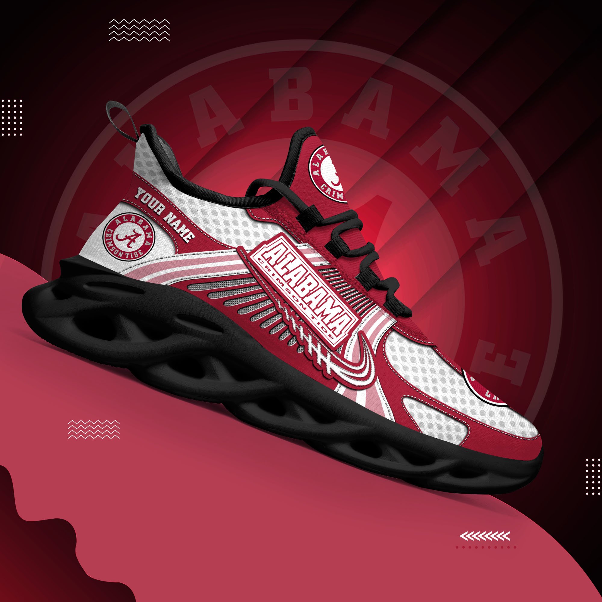 Alabama Crimson Tide Clunky Sneakers Custom Your Name, Sport Sneakers ETRG-62343 - Famjoys Alabama Crimson Tide Clunky Sneakers Custom Your Name, Sport Sneakers ETRG-62343 - Famjoys