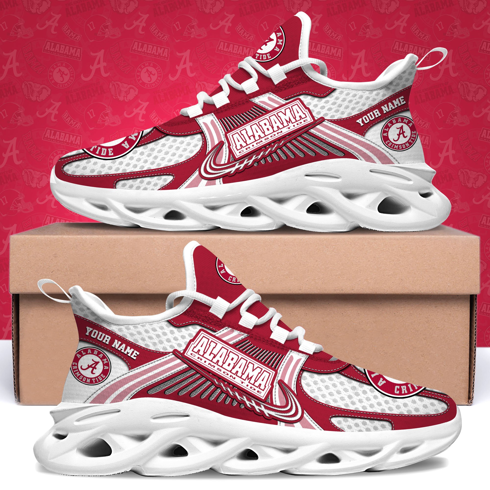 Alabama Crimson Tide Clunky Sneakers Custom Your Name, Sport Sneakers ETRG-62343 - Famjoys Alabama Crimson Tide Clunky Sneakers Custom Your Name, Sport Sneakers ETRG-62343 - Famjoys