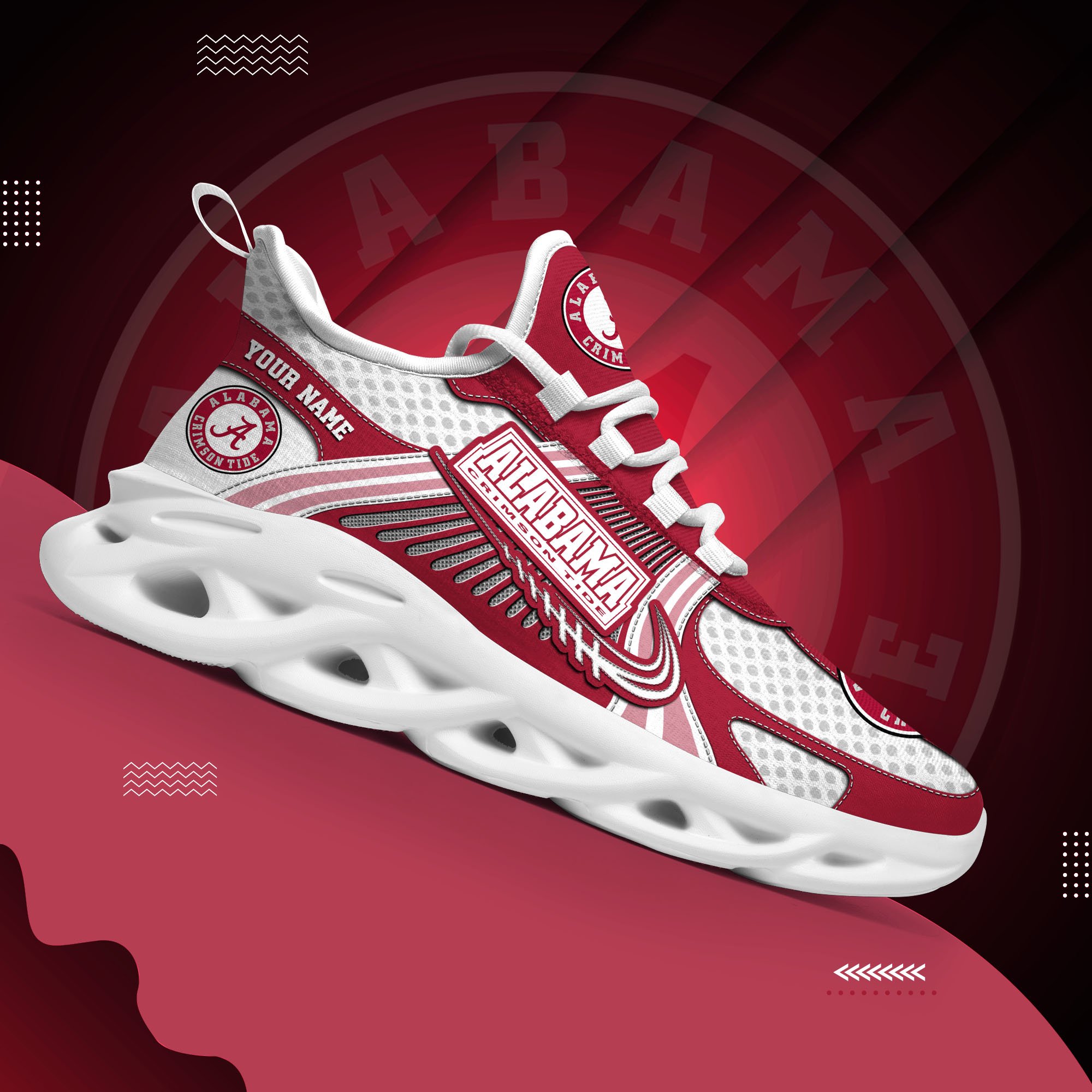 Alabama Crimson Tide Clunky Sneakers Custom Your Name, Sport Sneakers ETRG-62343 - Famjoys Alabama Crimson Tide Clunky Sneakers Custom Your Name, Sport Sneakers ETRG-62343 - Famjoys