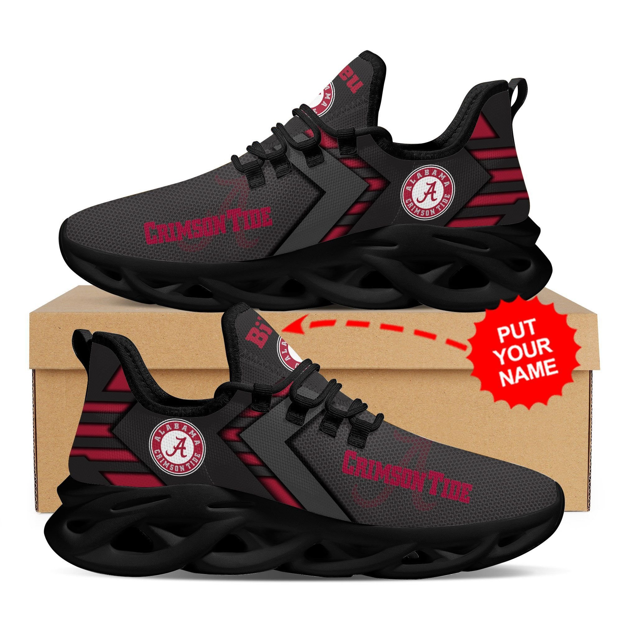 Alabama Crimson Tide Custom Personalized Max Soul Sneakers Shoes - Famjoys Alabama Crimson Tide Custom Personalized Max Soul Sneakers Shoes - Famjoys