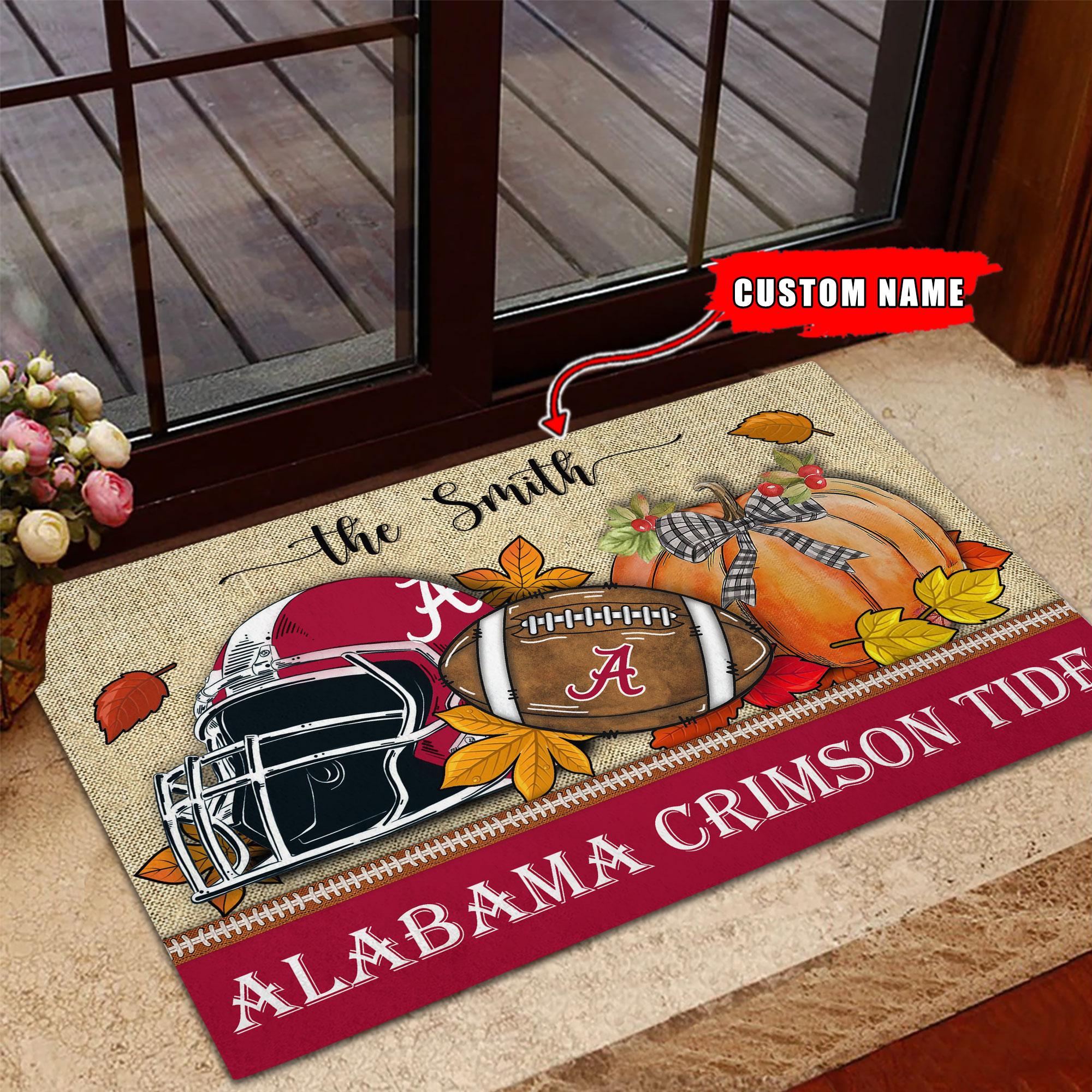 Alabama Crimson Tide Fall Football Doormat - Famjoys Alabama Crimson Tide Fall Football Doormat - Famjoys