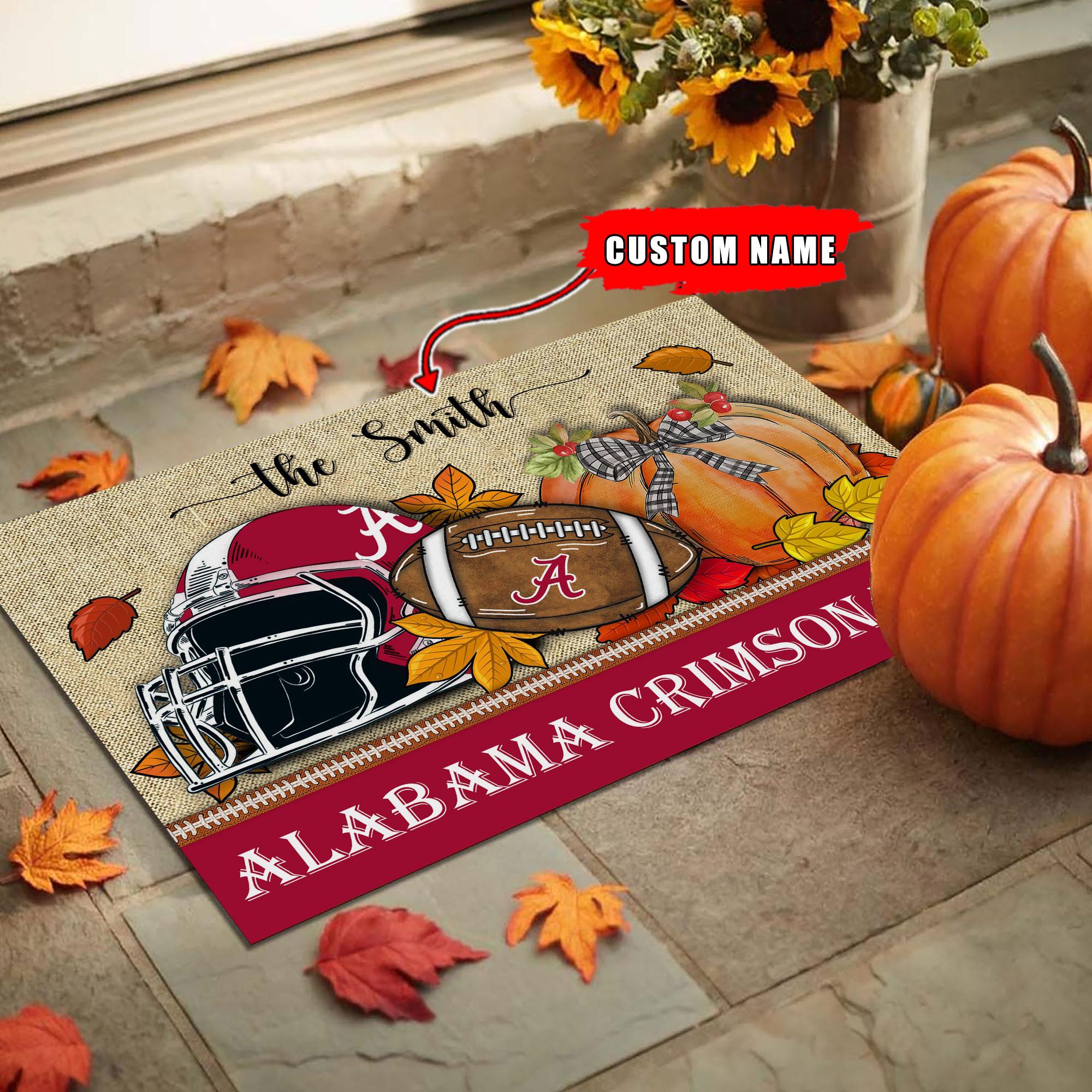 Alabama Crimson Tide Fall Football Doormat - Famjoys Alabama Crimson Tide Fall Football Doormat - Famjoys