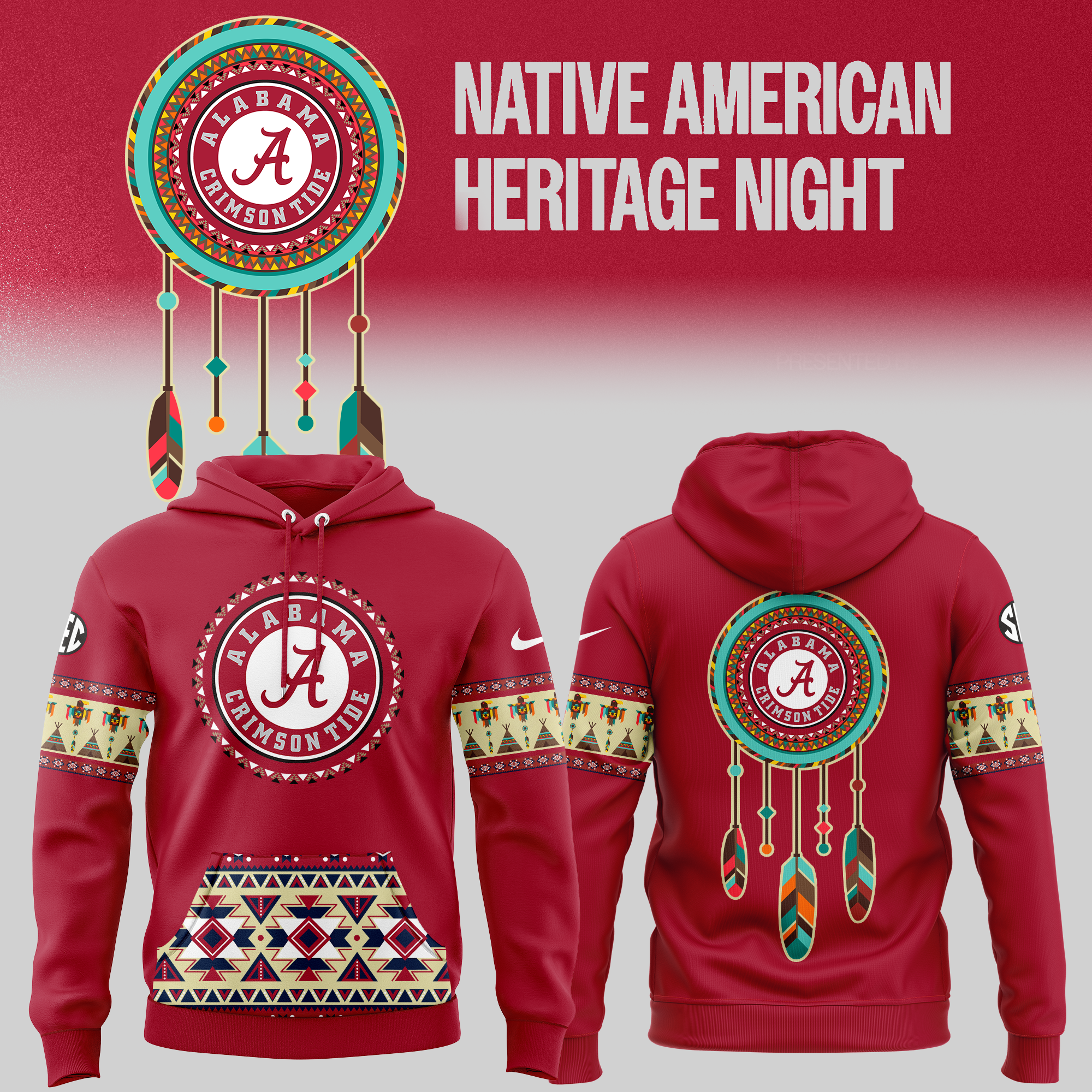 Alabama Crimson Tide football Native American Heritage Hoodie Red - Famjoys Alabama Crimson Tide football Native American Heritage Hoodie Red - Famjoys