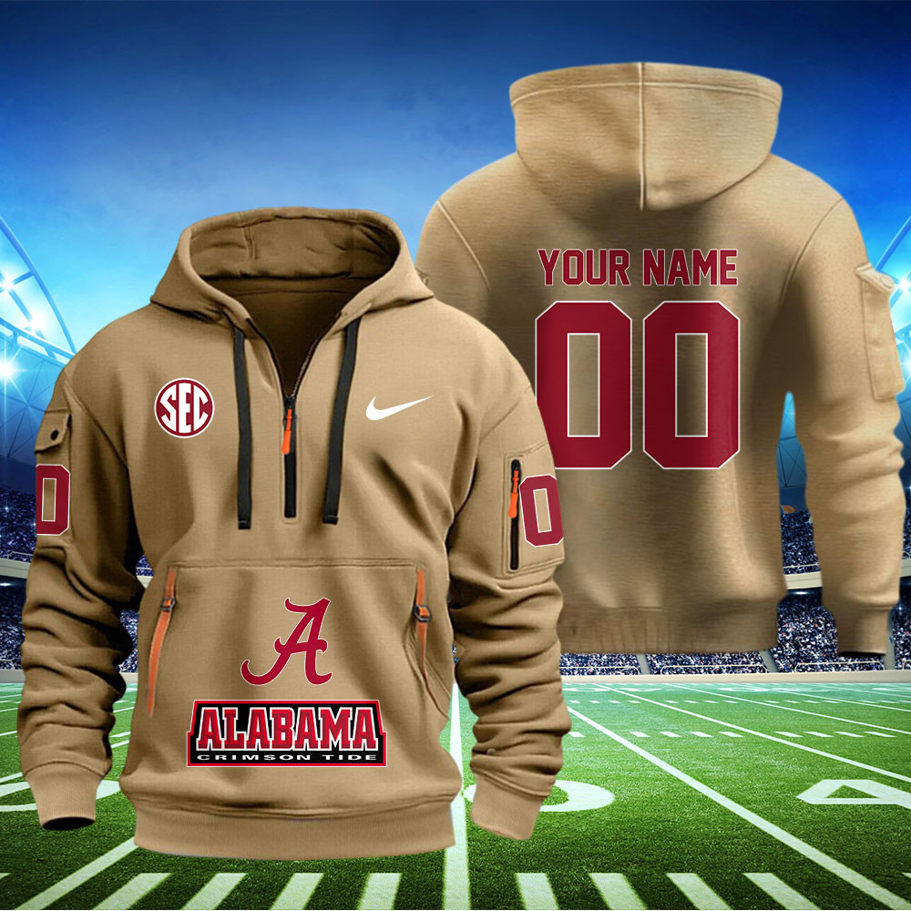 Alabama Crimson Tide Football Quarter Zip Hoodie - Famjoys Alabama Crimson Tide Football Quarter Zip Hoodie - Famjoys