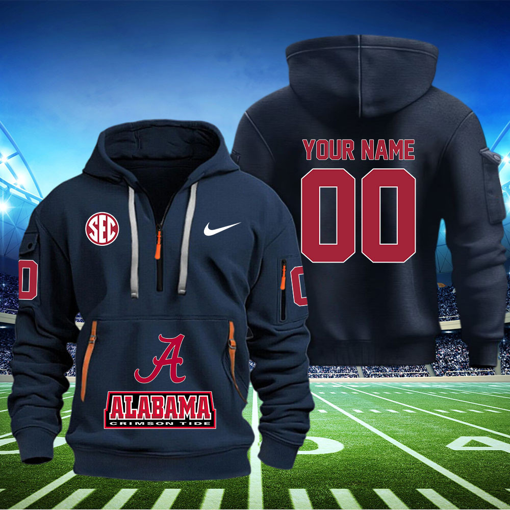 Alabama Crimson Tide Football Quarter Zip Hoodie - Famjoys Alabama Crimson Tide Football Quarter Zip Hoodie - Famjoys