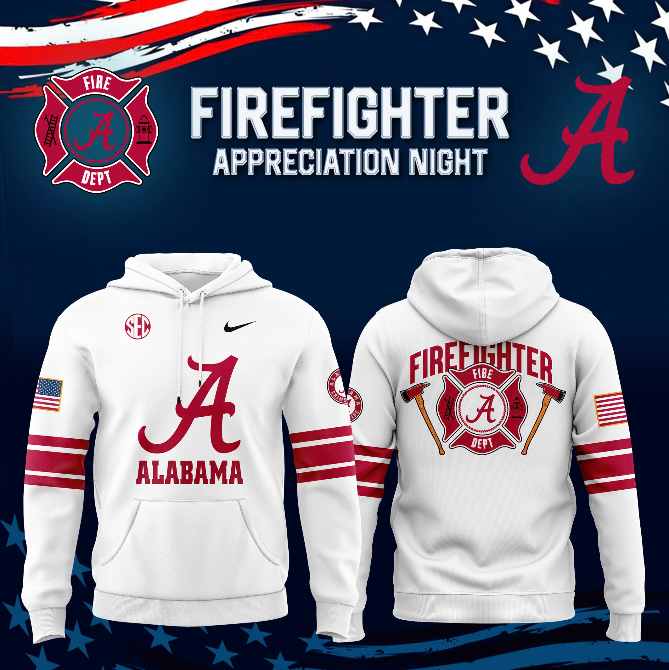 Alabama Crimson Tide Football x Firefighter Appreciation Night Premium Pullover Hoodie - Famjoys Alabama Crimson Tide Football x Firefighter Appreciation Night Premium Pullover Hoodie - Famjoys