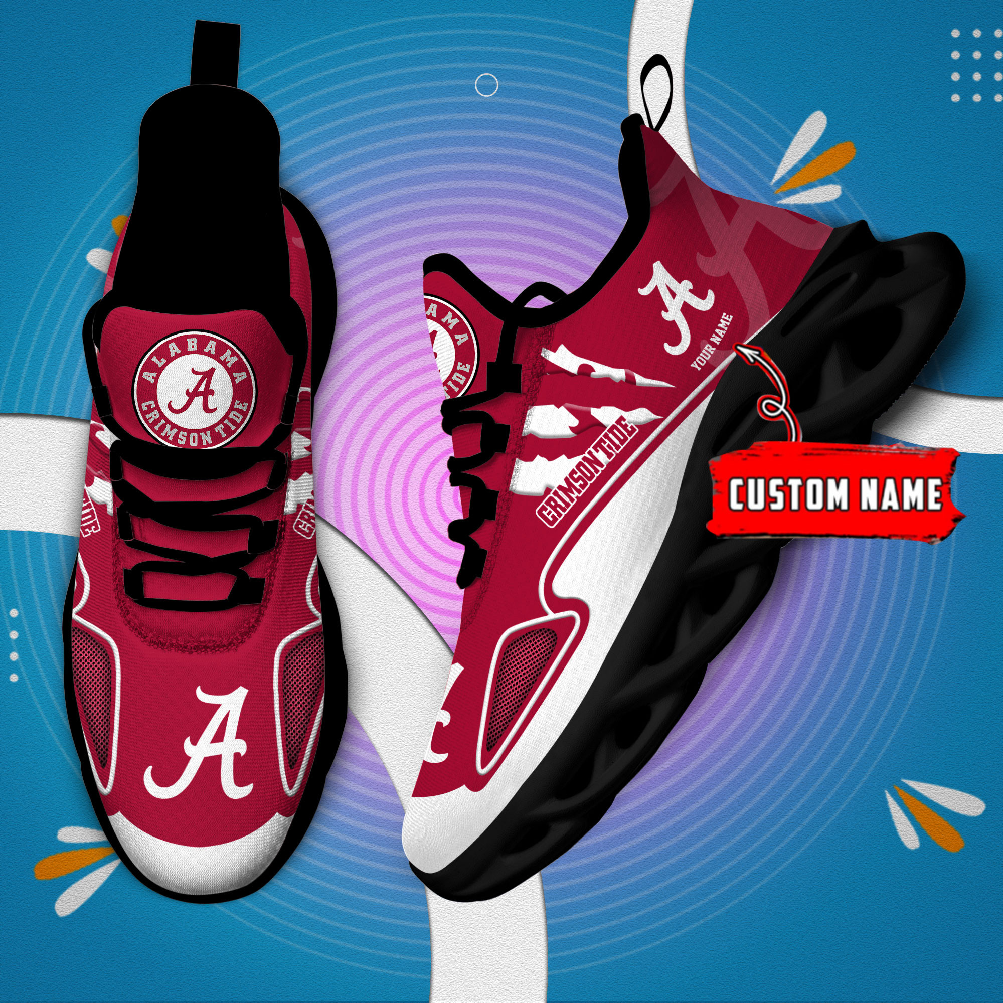 Alabama Crimson Tide Max Soul Shoes - Famjoys Alabama Crimson Tide Max Soul Shoes - Famjoys