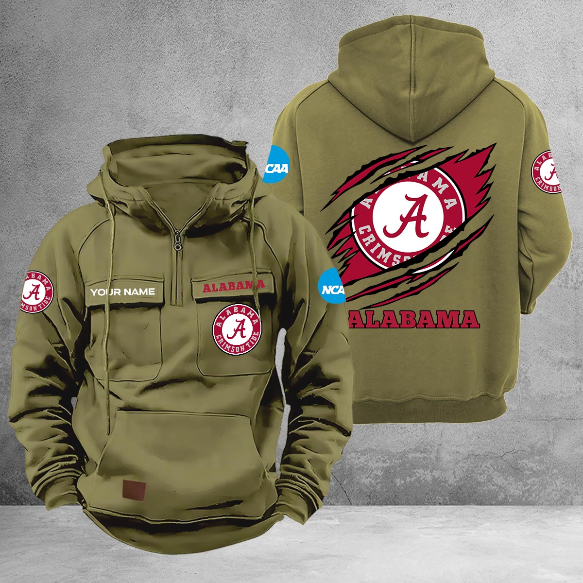 Alabama Crimson Tide Multi-Pockets Zip-Up Hoodie - Famjoys Alabama Crimson Tide Multi-Pockets Zip-Up Hoodie - Famjoys
