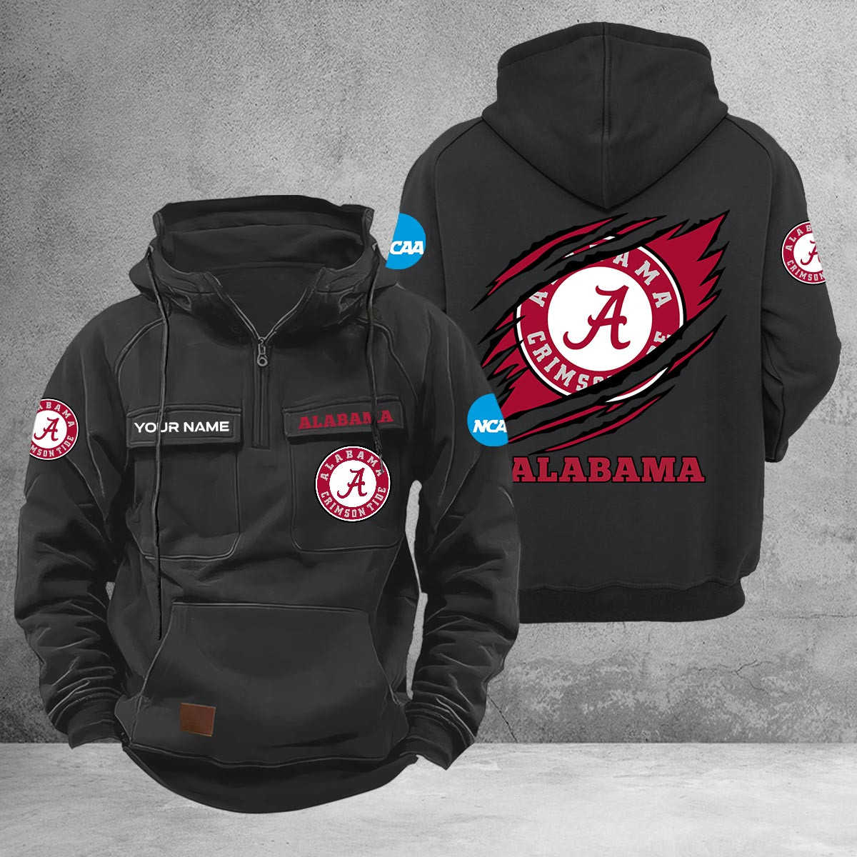 Alabama Crimson Tide Multi-Pockets Zip-Up Hoodie - Famjoys Alabama Crimson Tide Multi-Pockets Zip-Up Hoodie - Famjoys