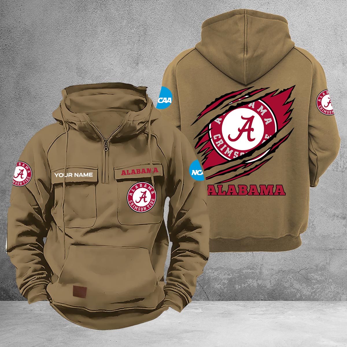 Alabama Crimson Tide Multi-Pockets Zip-Up Hoodie - Famjoys Alabama Crimson Tide Multi-Pockets Zip-Up Hoodie - Famjoys