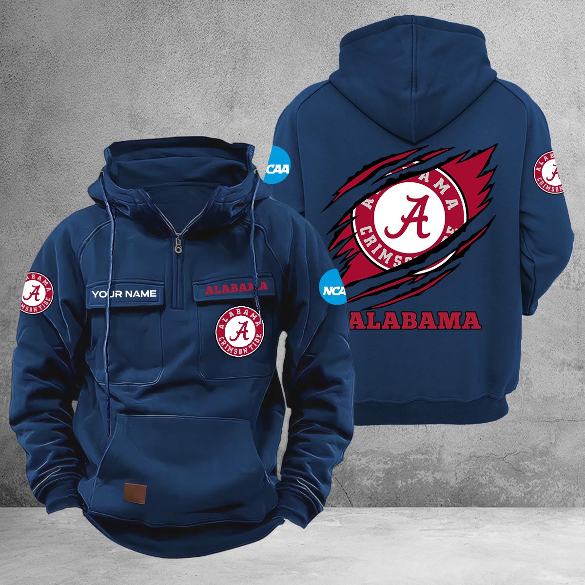 Alabama Crimson Tide Multi-Pockets Zip-Up Hoodie - Famjoys Alabama Crimson Tide Multi-Pockets Zip-Up Hoodie - Famjoys