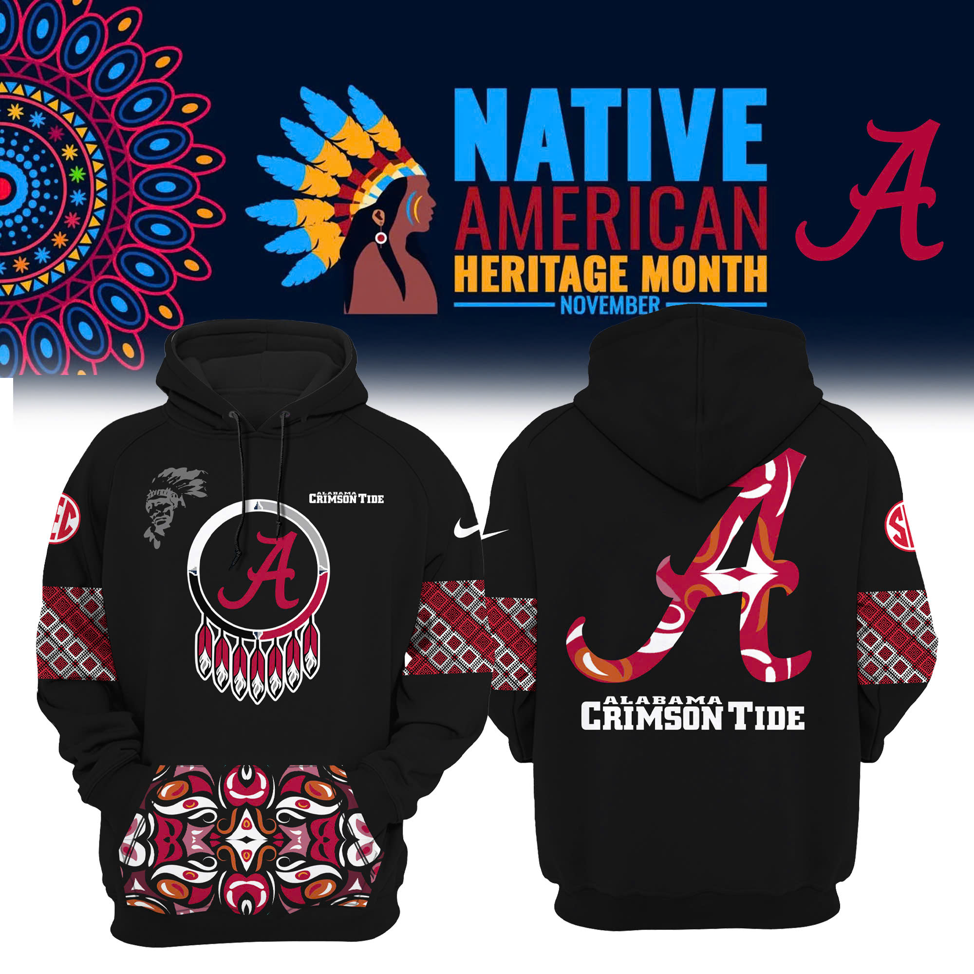 Alabama Crimson Tide Native American Heritage Month Premium Pullover Hoodie - Famjoys Alabama Crimson Tide Native American Heritage Month Premium Pullover Hoodie - Famjoys