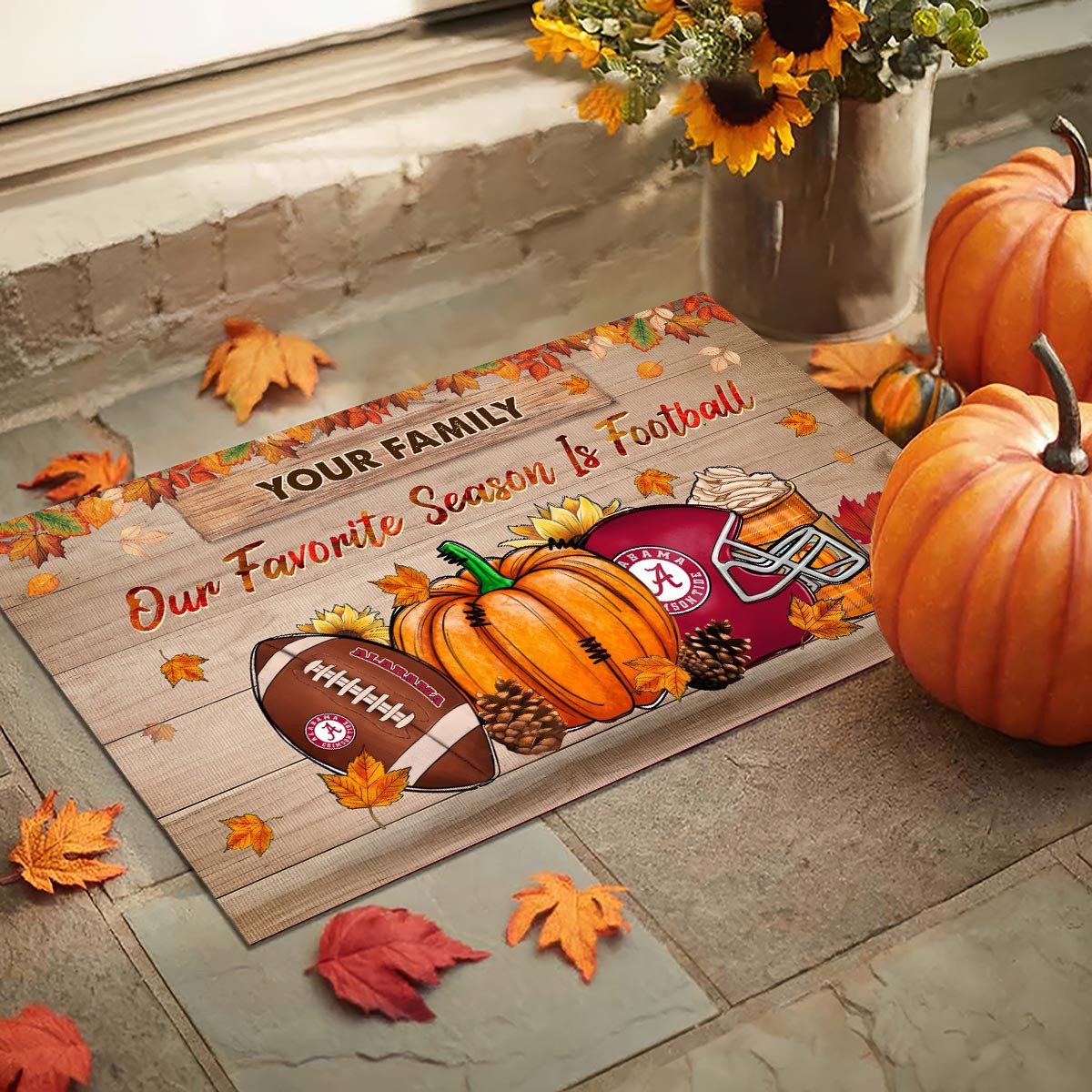 Alabama Crimson Tide Our Favorite Season is Football Doormat - Famjoys Alabama Crimson Tide Our Favorite Season is Football Doormat - Famjoys