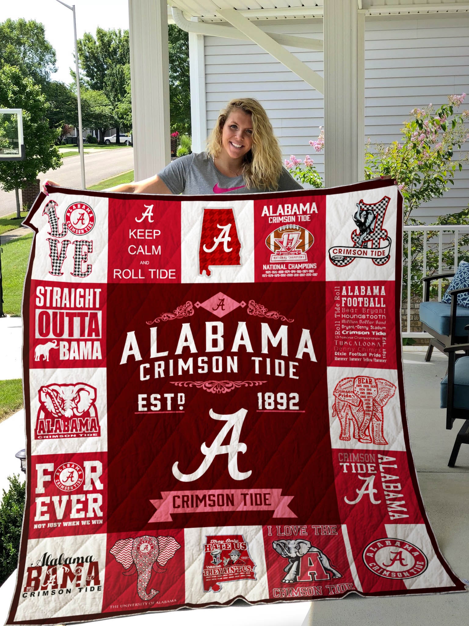 Alabama Crimson Tide Quilt Blanket 01 - Famjoys Alabama Crimson Tide Quilt Blanket 01 - Famjoys