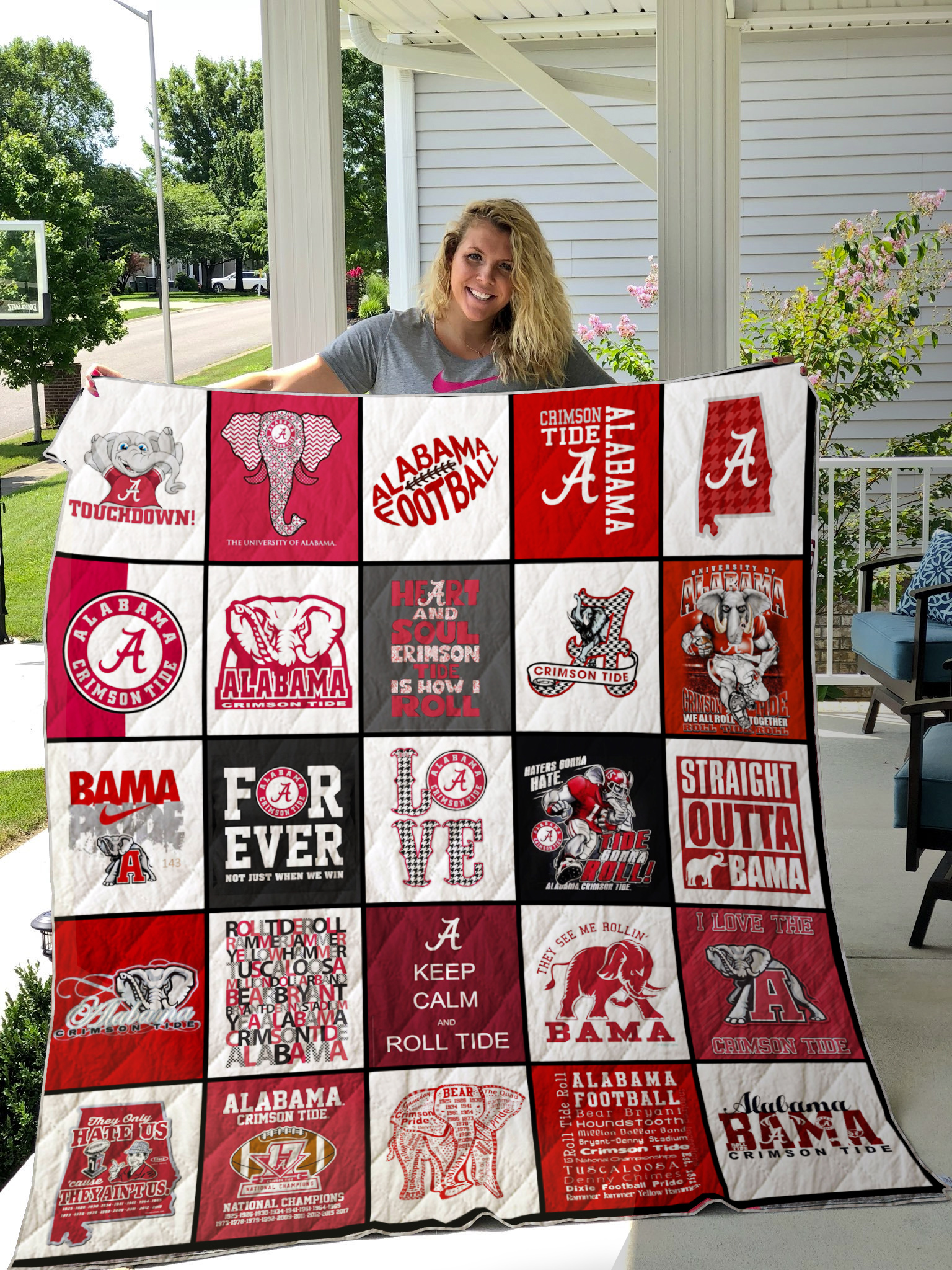 Alabama Crimson Tide Quilt Blanket - Famjoys Alabama Crimson Tide Quilt Blanket - Famjoys