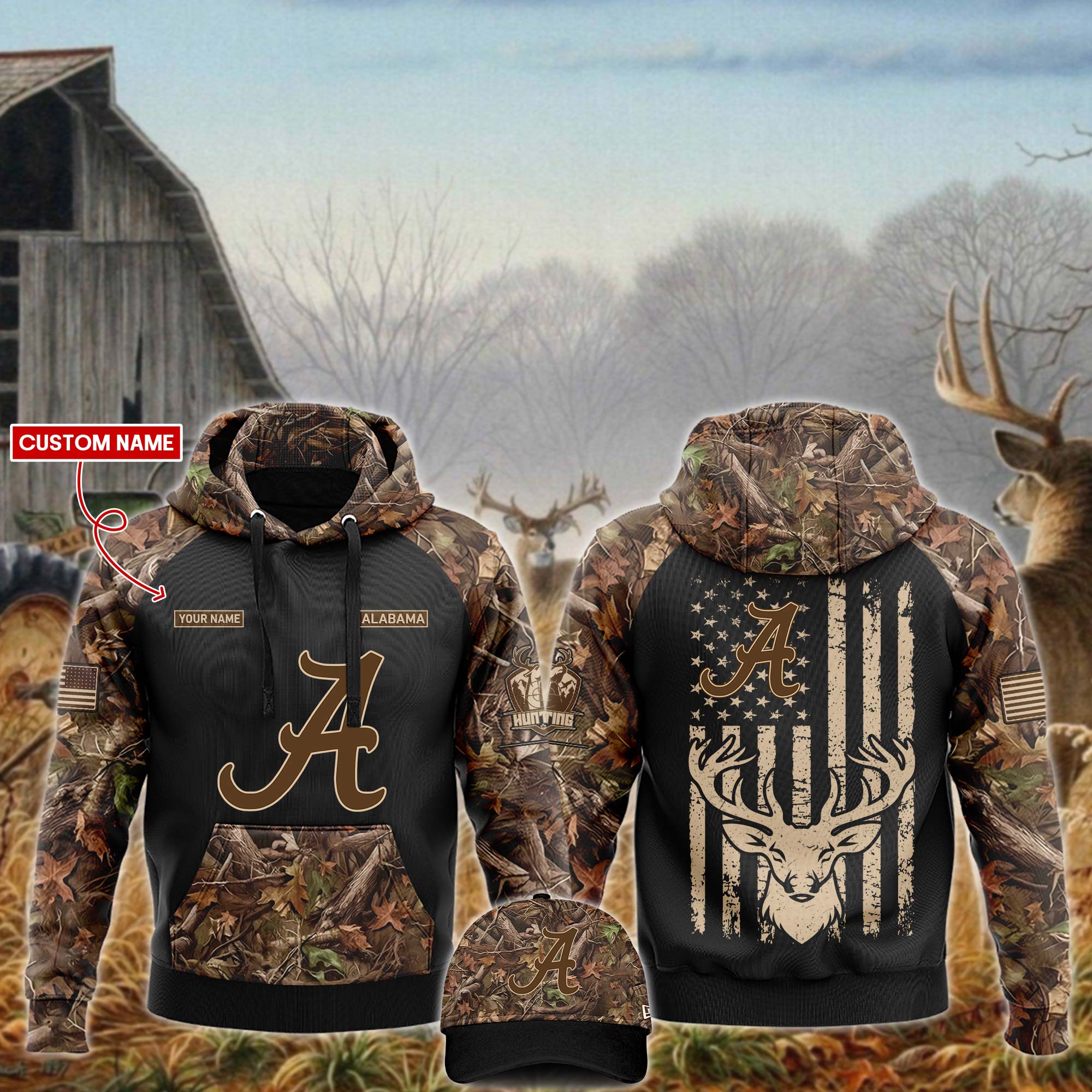Alabama Crimson Tide x Hunting Hoodie - Famjoys Alabama Crimson Tide x Hunting Hoodie - Famjoys
