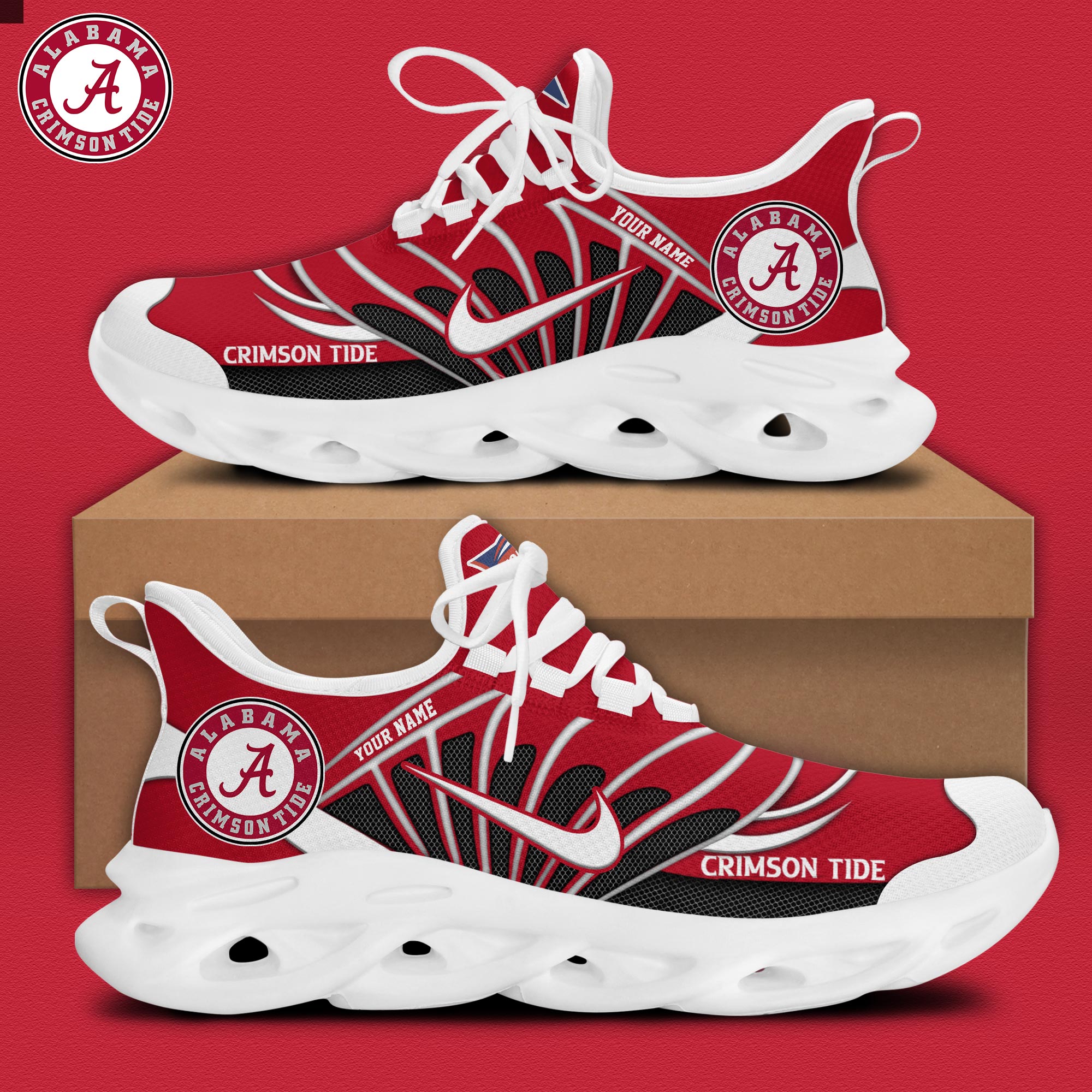 Alabama Football Personalized Max Soul Shoes - Famjoys Alabama Football Personalized Max Soul Shoes - Famjoys