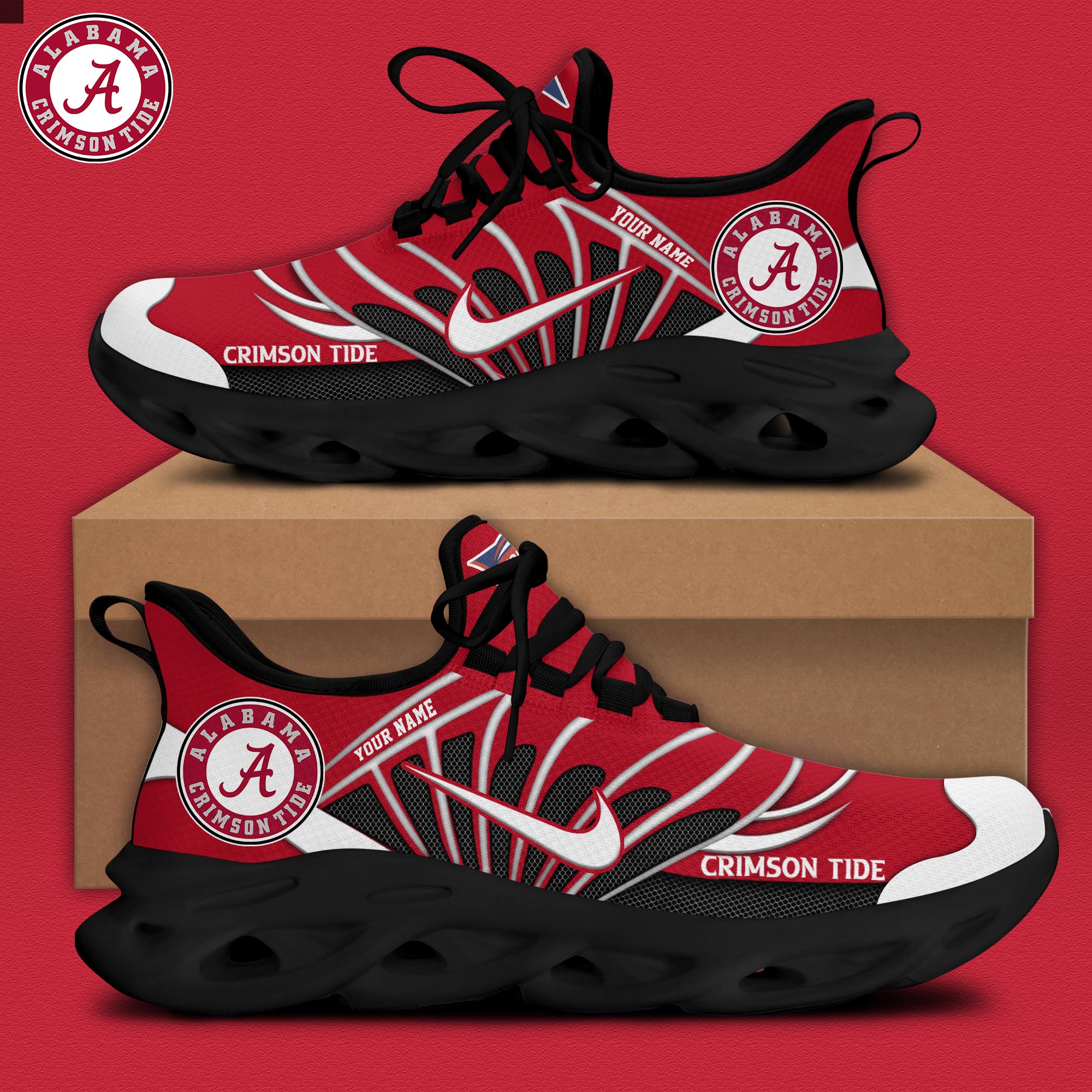 Alabama Football Personalized Max Soul Shoes - Famjoys Alabama Football Personalized Max Soul Shoes - Famjoys