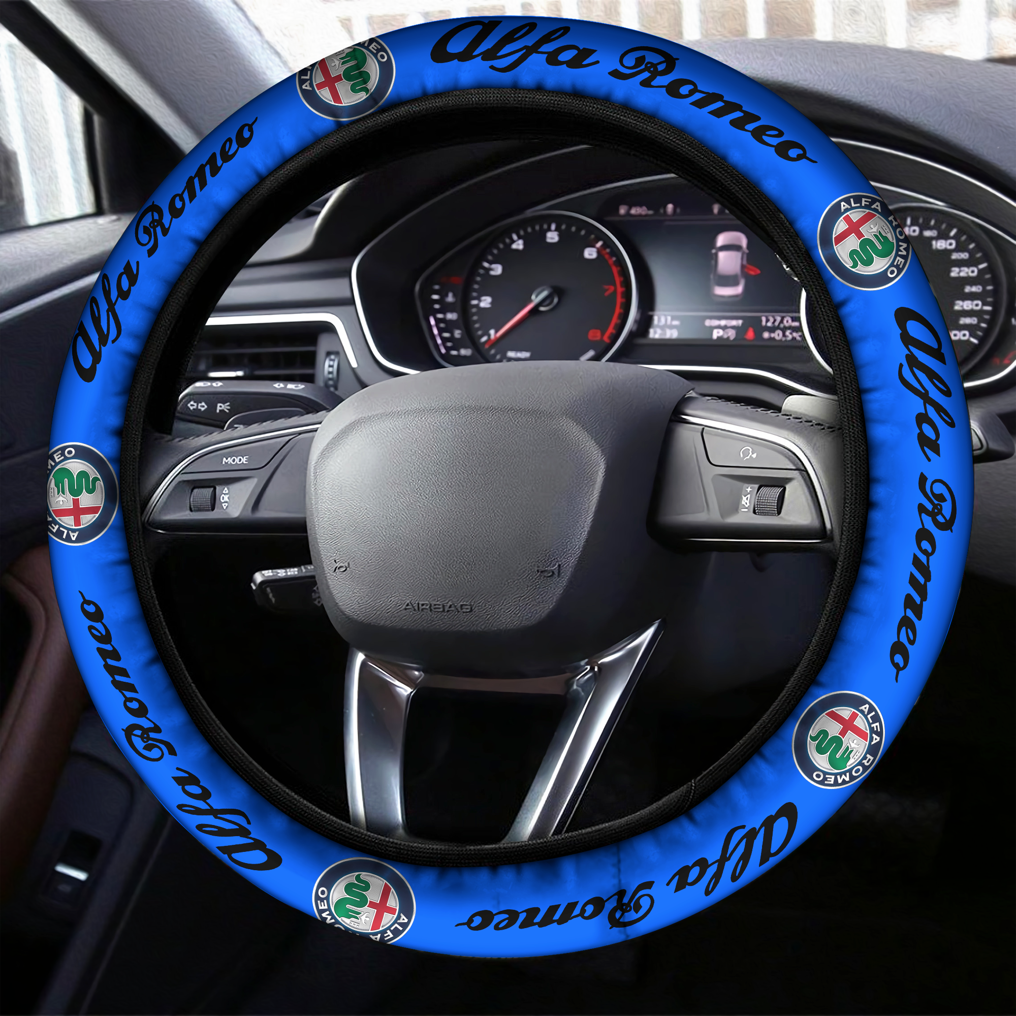 Alfa Romeo Steering Wheel Cover Blue - Famjoys Alfa Romeo Steering Wheel Cover Blue - Famjoys