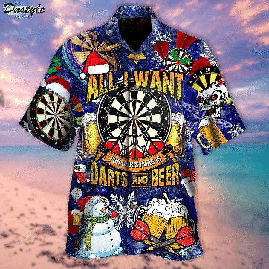 All I Want For Is Darts And Beer Hawaiian Shirt - Famjoys All I Want For Is Darts And Beer Hawaiian Shirt - Famjoys