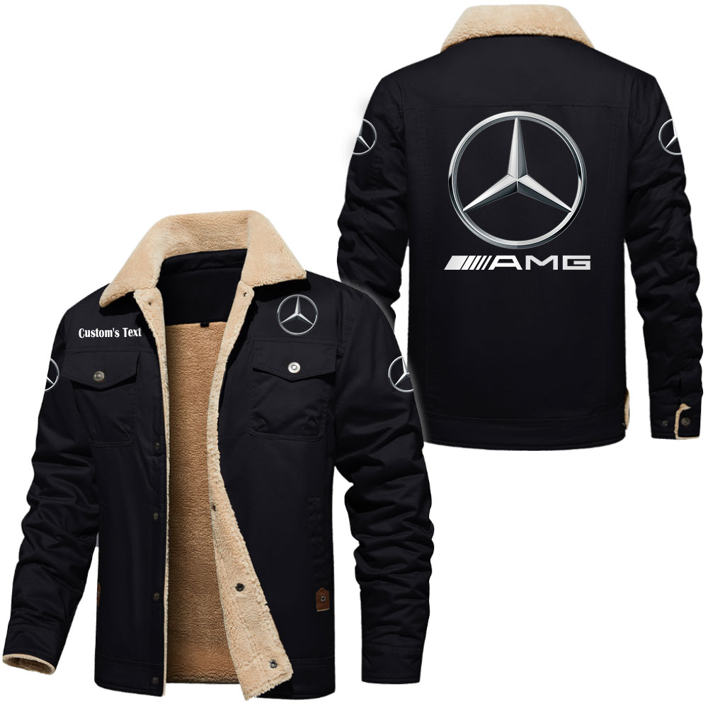 AMG Cargo Fleece Lined Cotton Jacket Multicolor, vintage style, customize name 