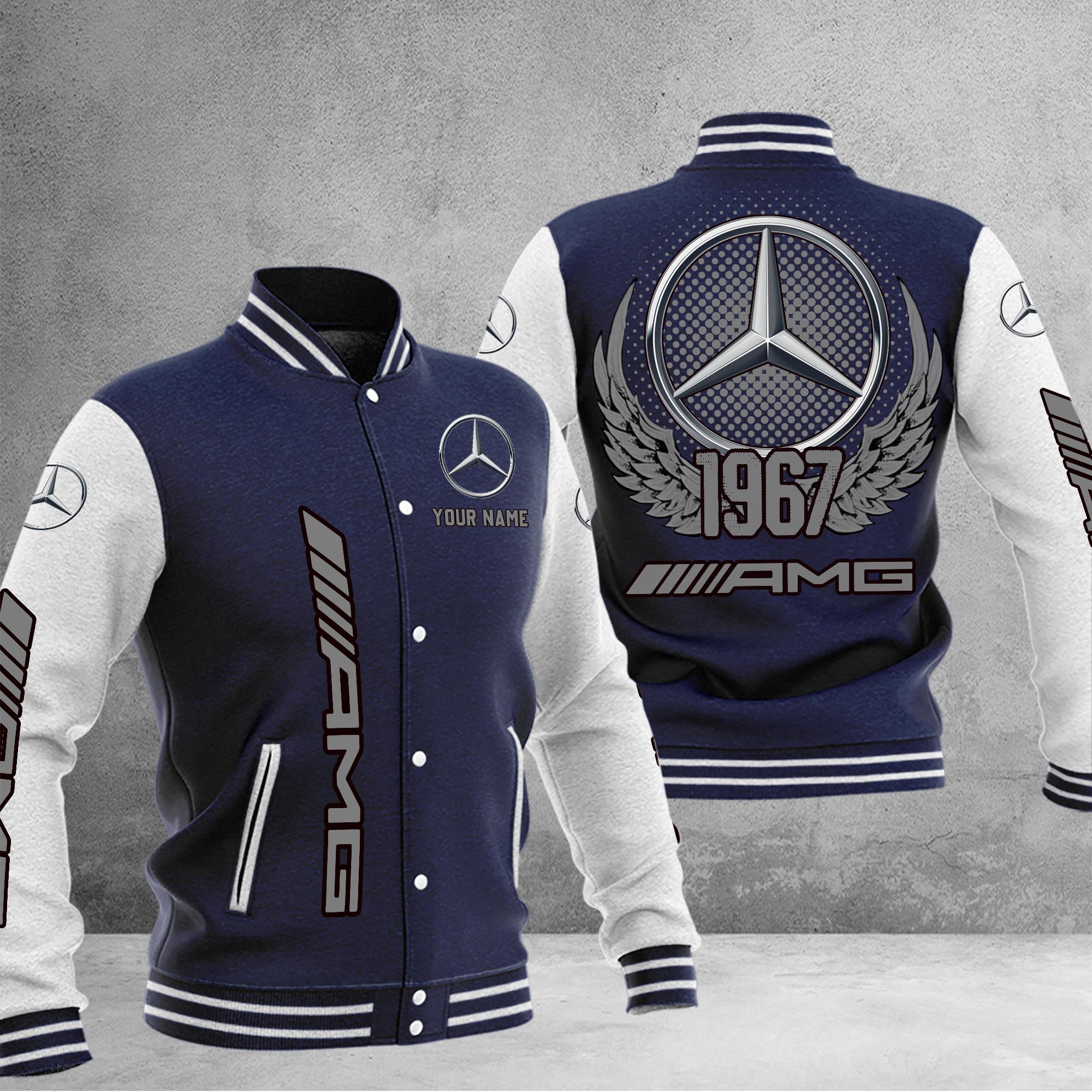 AMG DMHJ1019 Baseball Jacket Multicolor - Famjoys AMG DMHJ1019 Baseball Jacket Multicolor - Famjoys