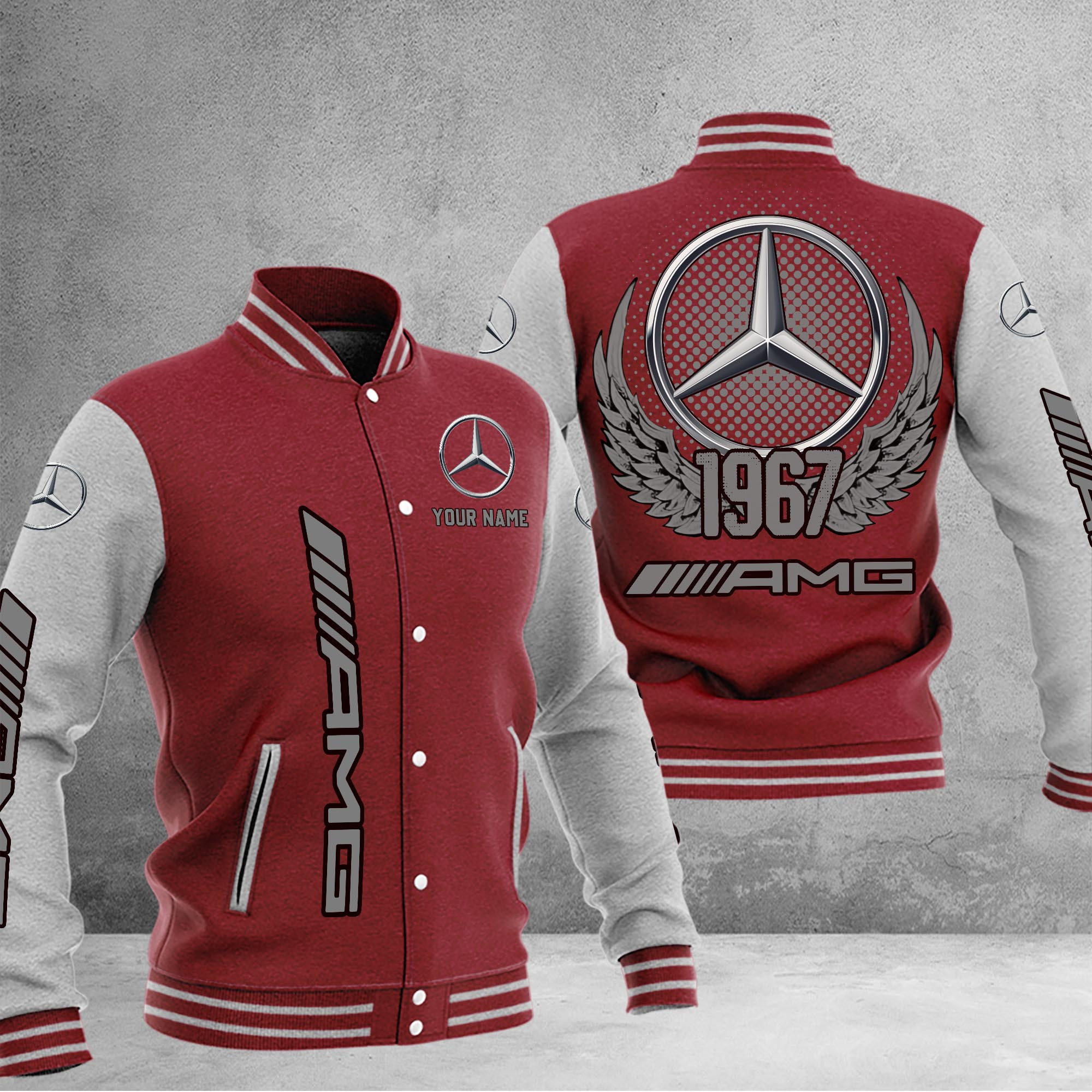 AMG DMHJ1019 Baseball Jacket Multicolor - Famjoys AMG DMHJ1019 Baseball Jacket Multicolor - Famjoys