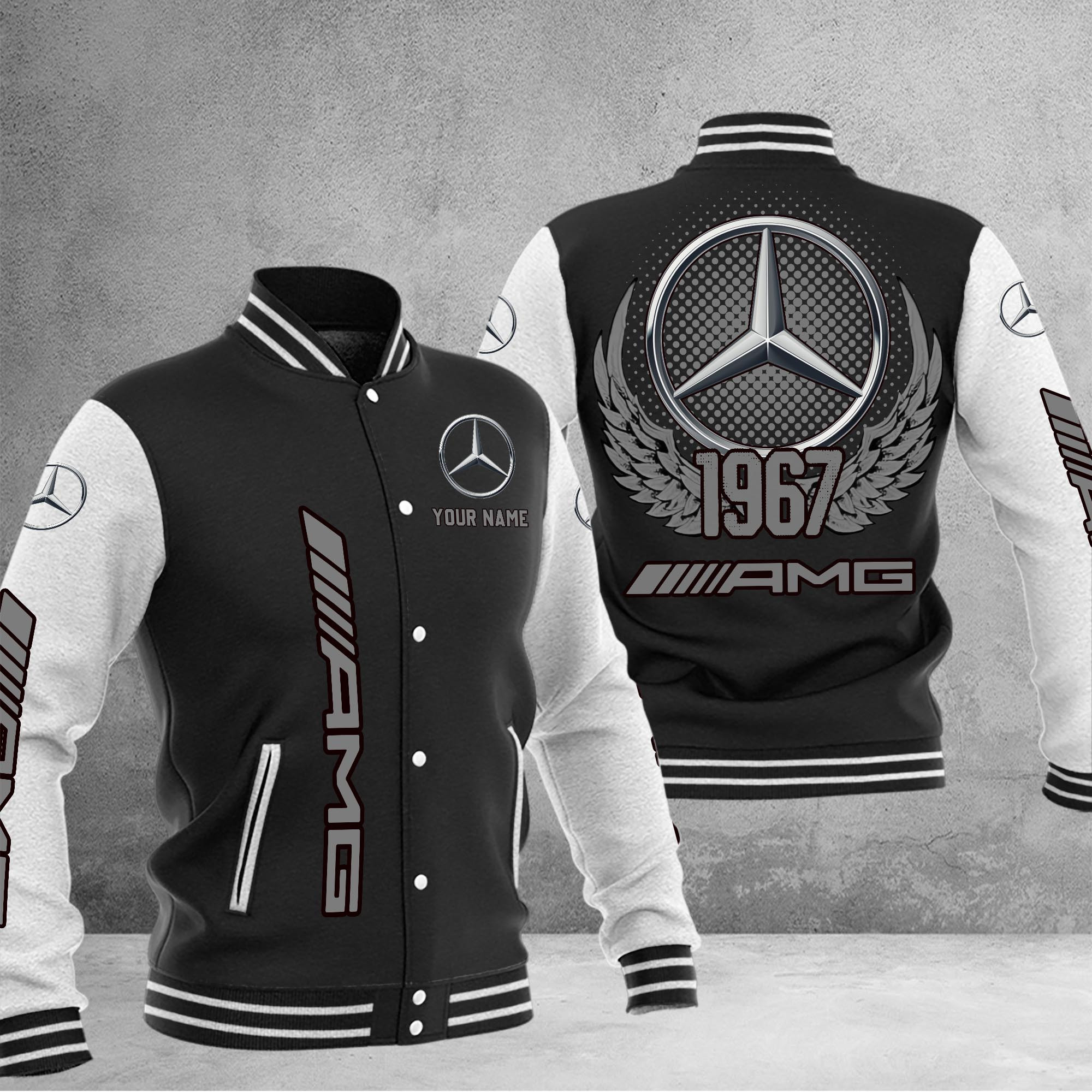 AMG DMHJ1019 Baseball Jacket Multicolor - Famjoys AMG DMHJ1019 Baseball Jacket Multicolor - Famjoys