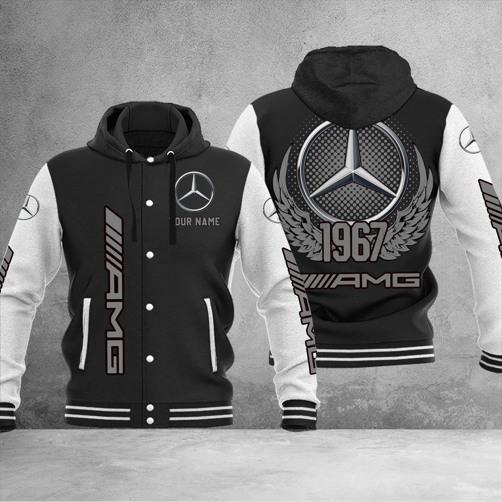 AMG DMHJ1019 Baseball Jacket Multicolor - Famjoys AMG DMHJ1019 Baseball Jacket Multicolor - Famjoys