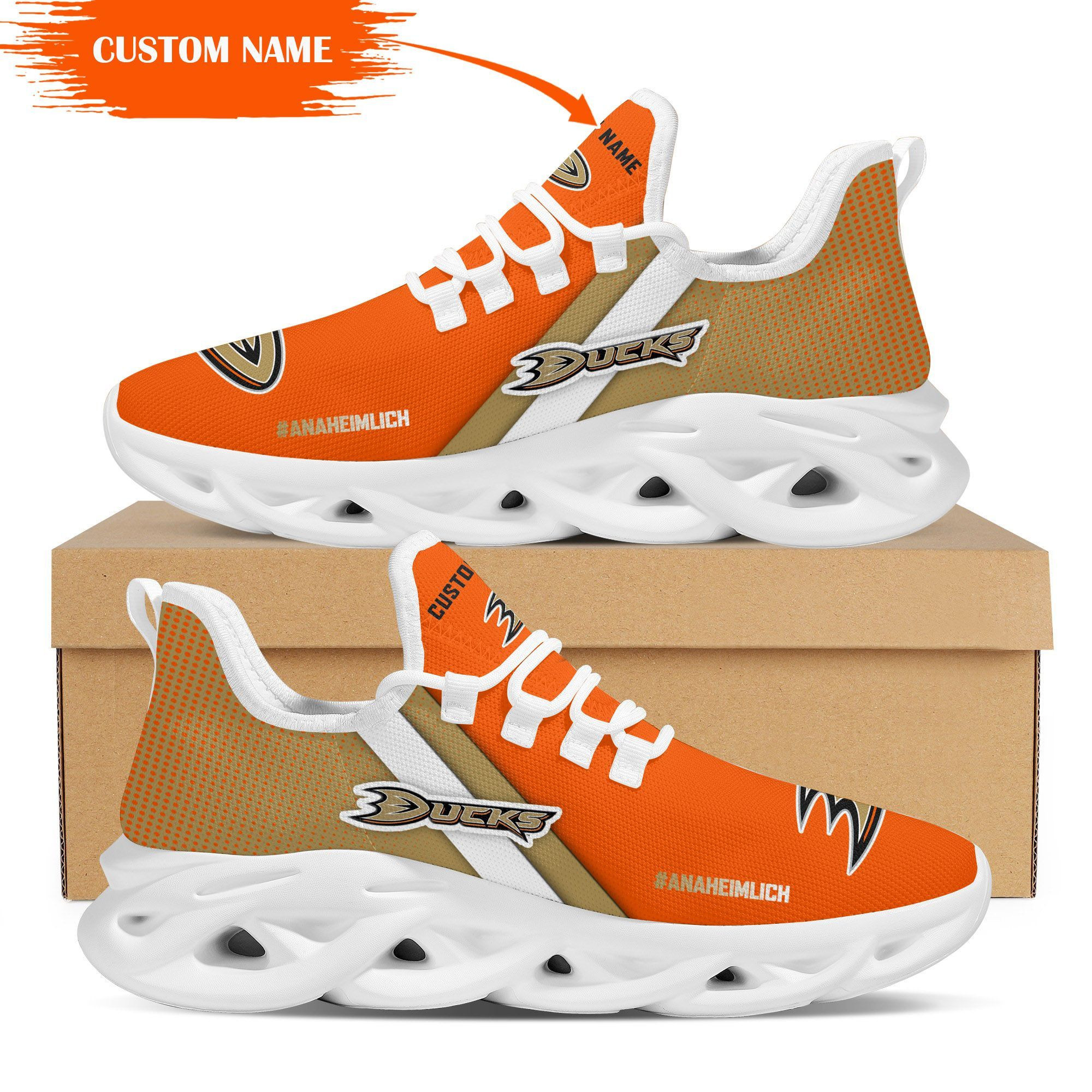 Anaheim Ducks Custom Personalized Max Soul Sneakers Shoes - Famjoys Anaheim Ducks Custom Personalized Max Soul Sneakers Shoes - Famjoys