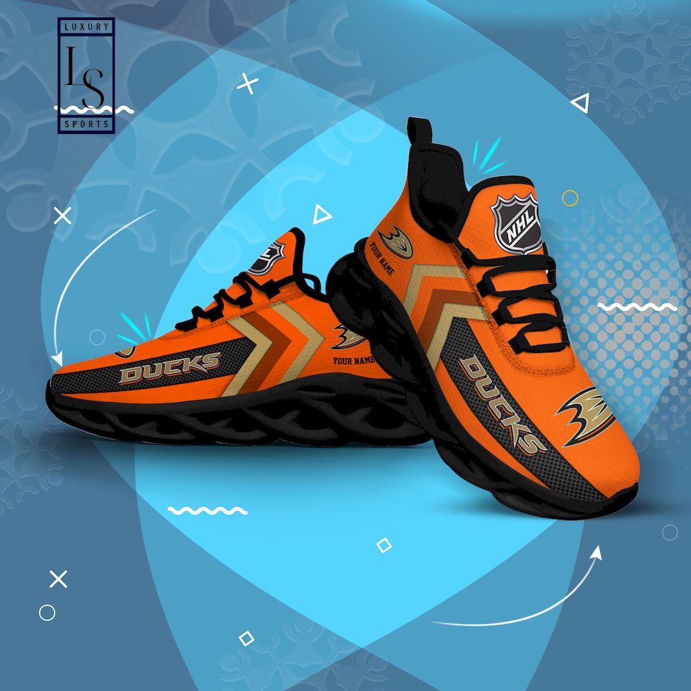 Anaheim Ducks NHL Personalized Max Soul Shoes - Famjoys Anaheim Ducks NHL Personalized Max Soul Shoes - Famjoys