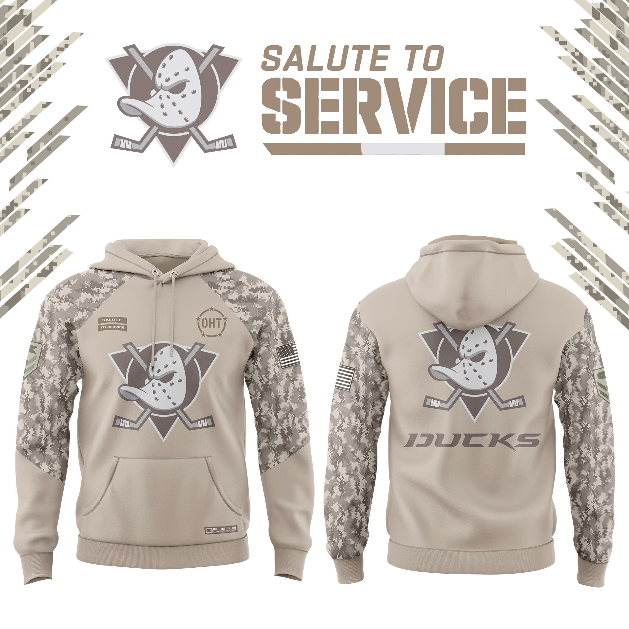 Anaheim Ducks Salute To Service Combo Hoodie | Cap | Jogger - Famjoys Anaheim Ducks Salute To Service Combo Hoodie | Cap | Jogger - Famjoys