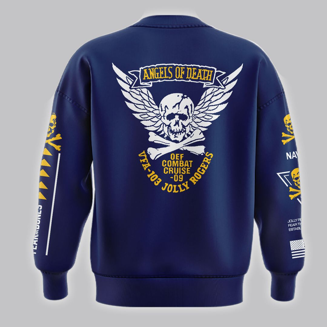 Angel Of Death Jolly Rogers Navy Midshipmen Sweatshirt - Famjoys Angel Of Death Jolly Rogers Navy Midshipmen Sweatshirt - Famjoys