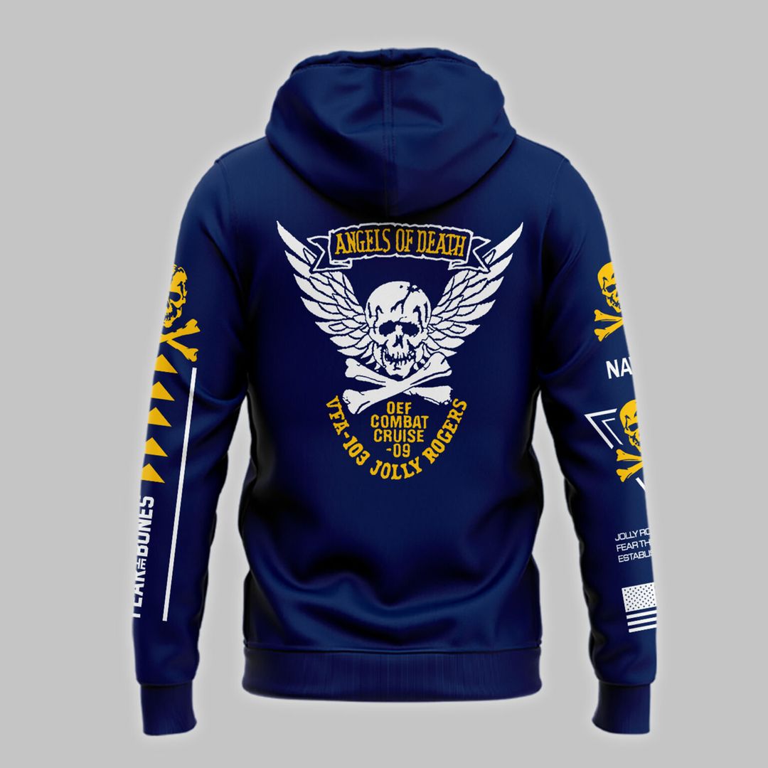 Angel Of Death Jolly Rogers Navy Midshipmen Zip Hoodie - Famjoys Angel Of Death Jolly Rogers Navy Midshipmen Zip Hoodie - Famjoys