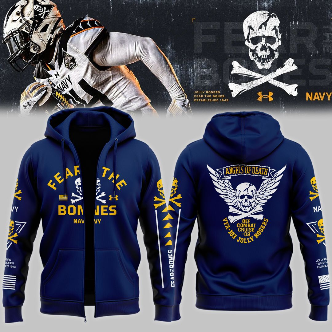 Angel Of Death Jolly Rogers Navy Midshipmen Zip Hoodie - Famjoys Angel Of Death Jolly Rogers Navy Midshipmen Zip Hoodie - Famjoys