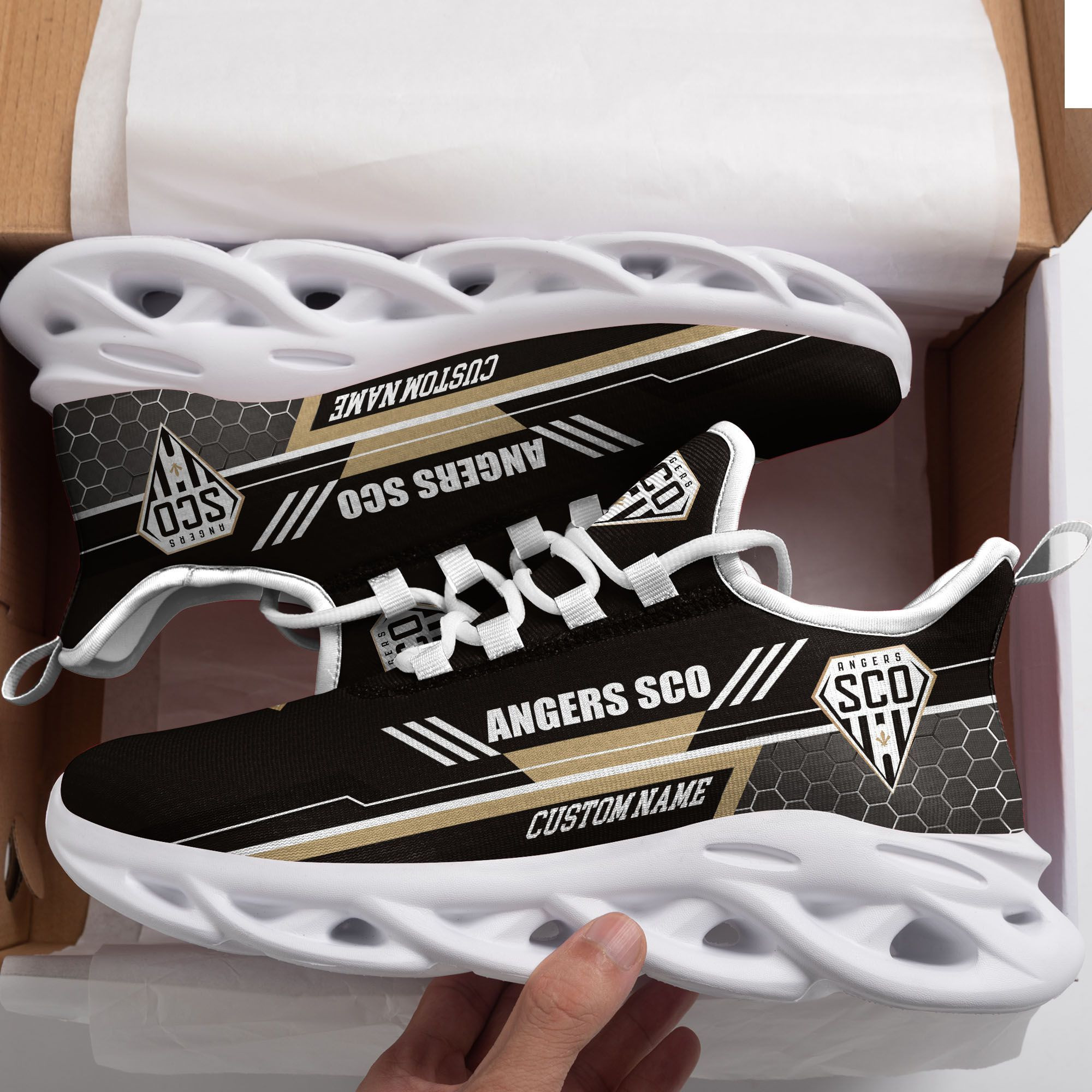 Angers SCO Custom Personalized Max Soul Sneakers Shoes - Famjoys Angers SCO Custom Personalized Max Soul Sneakers Shoes - Famjoys