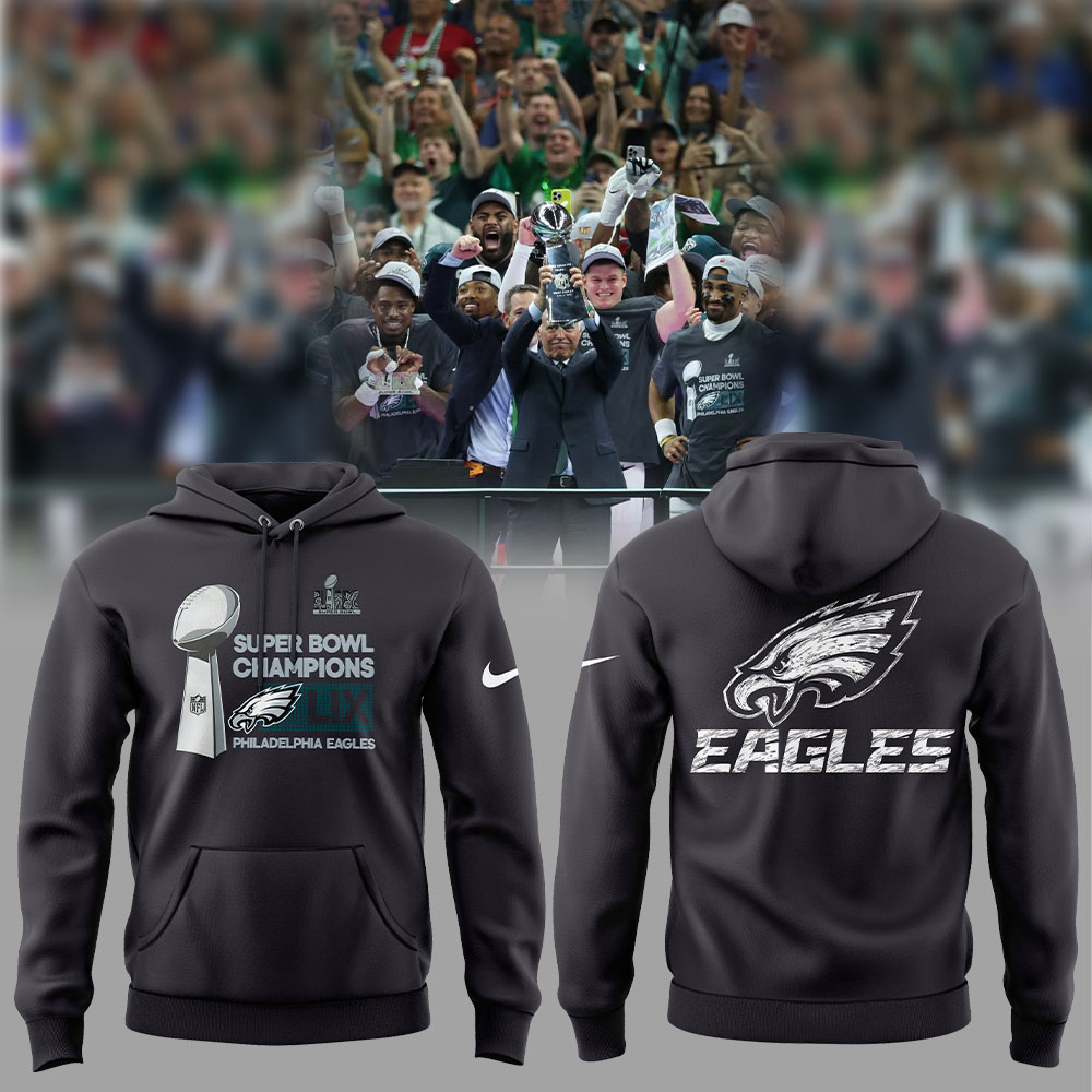 Anthracite Philadelphia Eagles Super Bowl LIX Champions Locker Room Trophy Collection Hoodie - Famjoys Anthracite Philadelphia Eagles Super Bowl LIX Champions Locker Room Trophy Collection Hoodie - Famjoys