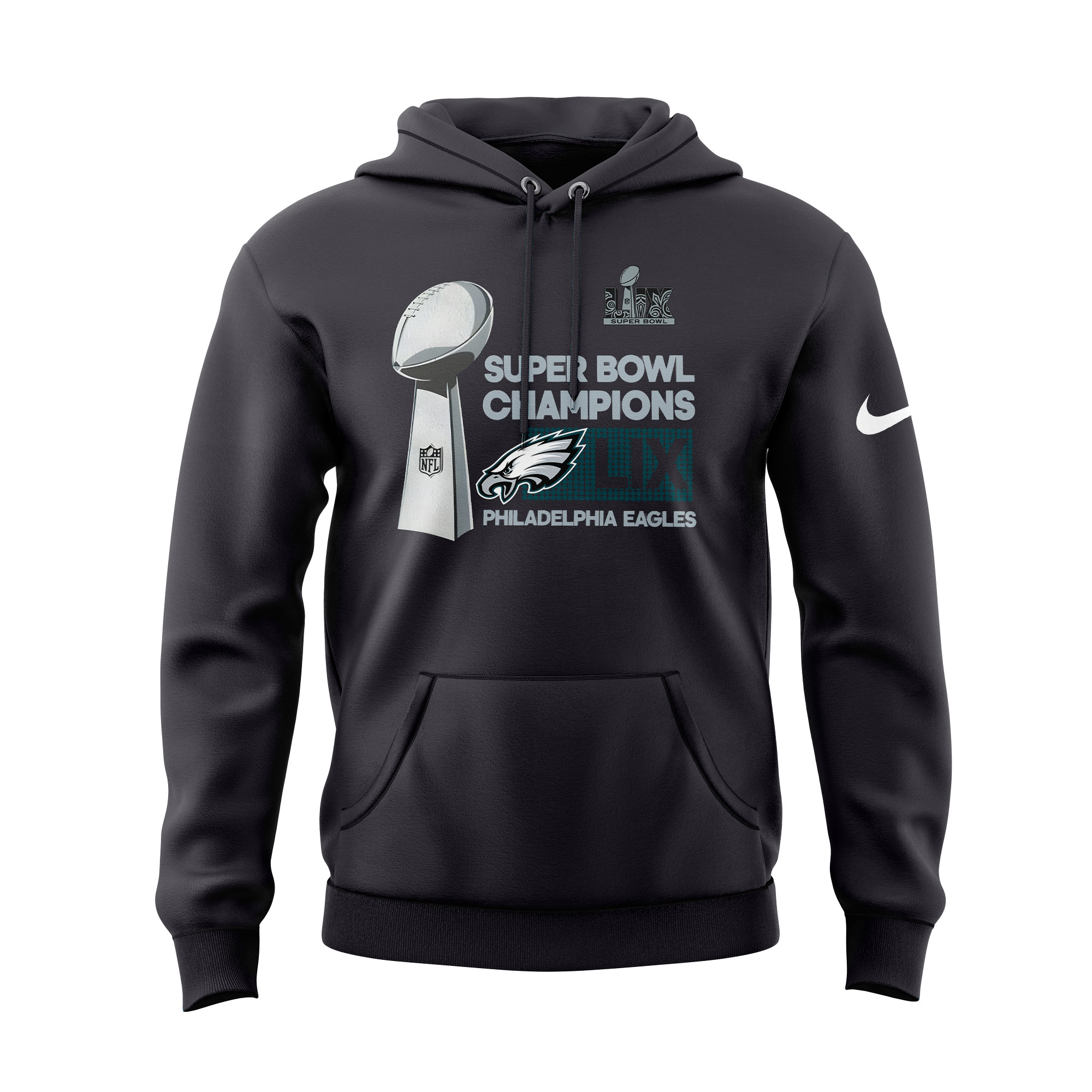 Anthracite Philadelphia Eagles Super Bowl LIX Champions Locker Room Trophy Collection Hoodie - Famjoys Anthracite Philadelphia Eagles Super Bowl LIX Champions Locker Room Trophy Collection Hoodie - Famjoys