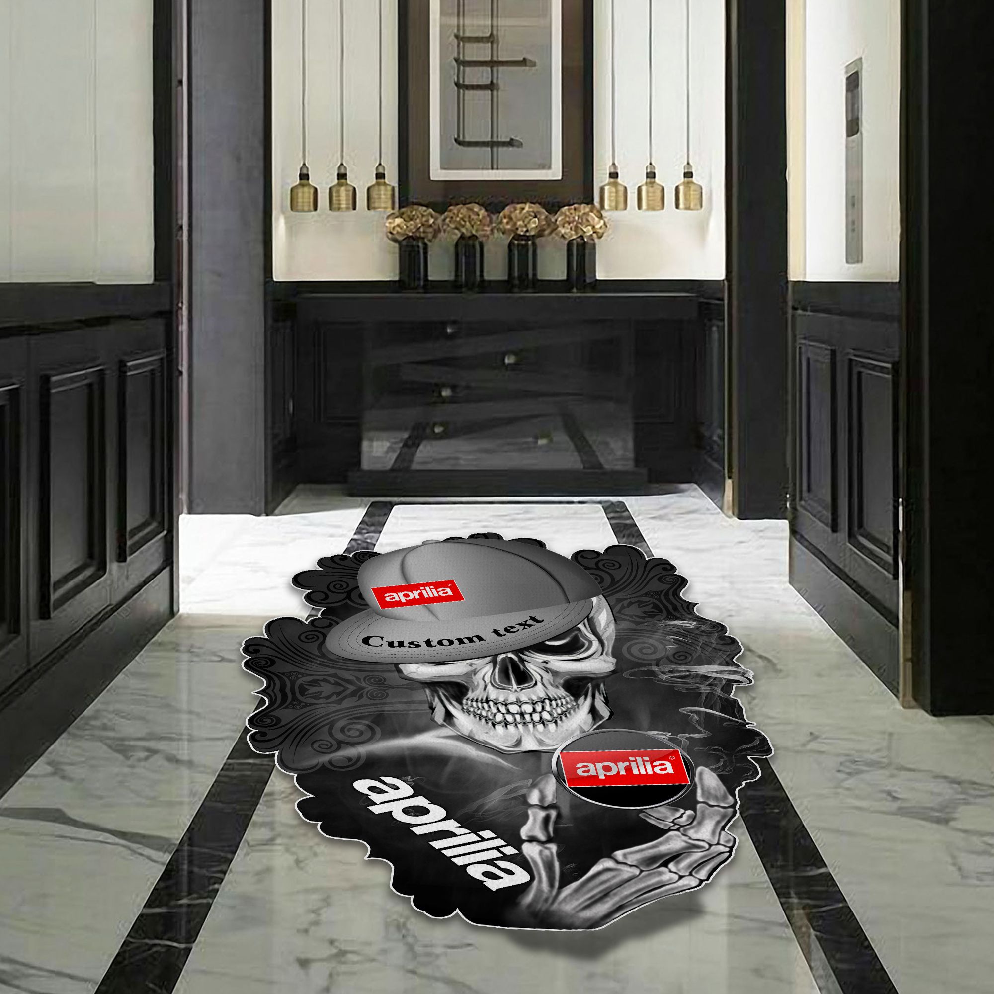 Aprilia Skull Shaped Luxurious Doormat, Rug Home Decor, Custom name - Famjoys Aprilia Skull Shaped Luxurious Doormat, Rug Home Decor, Custom name - Famjoys