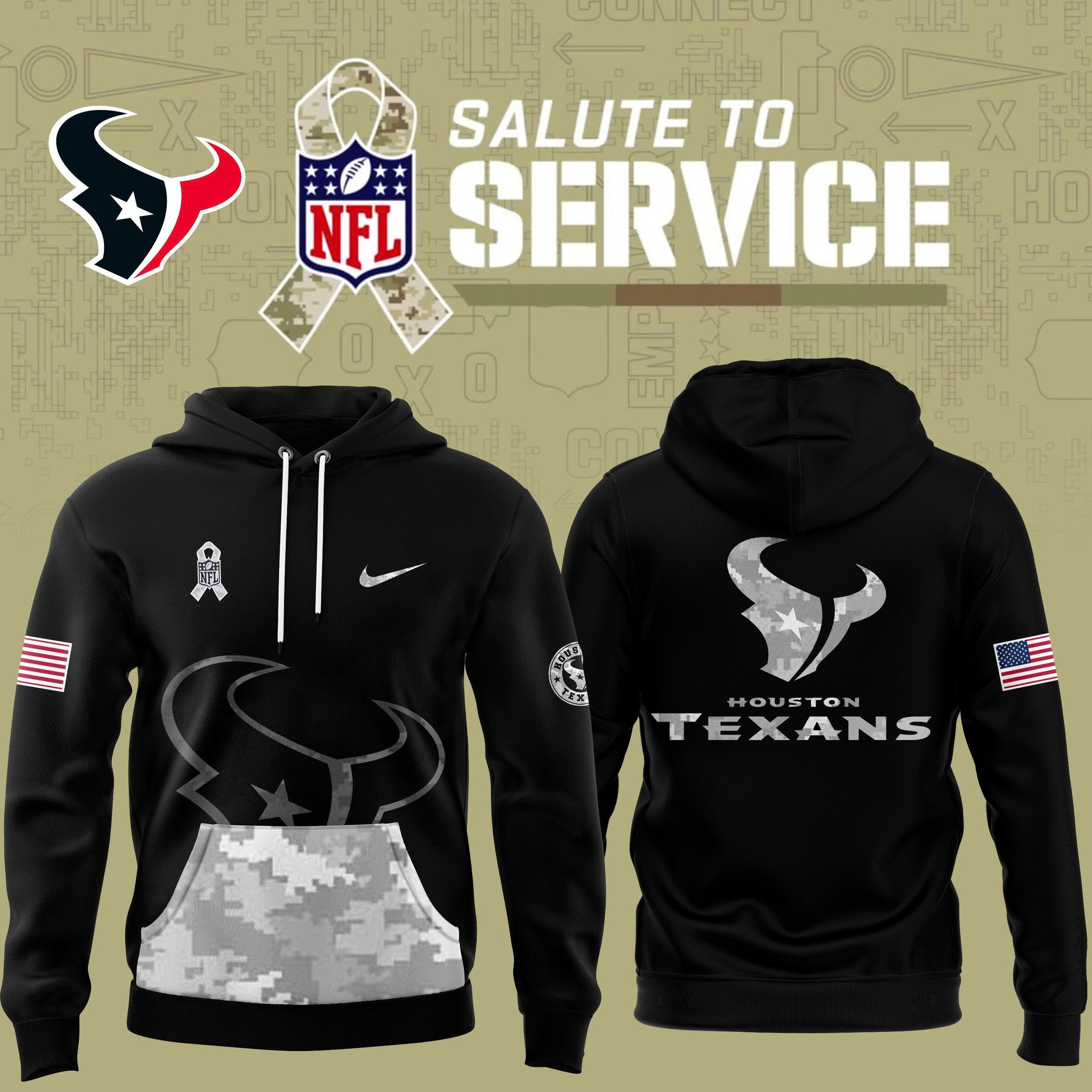 Arctic Camo Houston Texans Salute to Service Club Fleece Pullover Hoodie - Famjoys Arctic Camo Houston Texans Salute to Service Club Fleece Pullover Hoodie - Famjoys